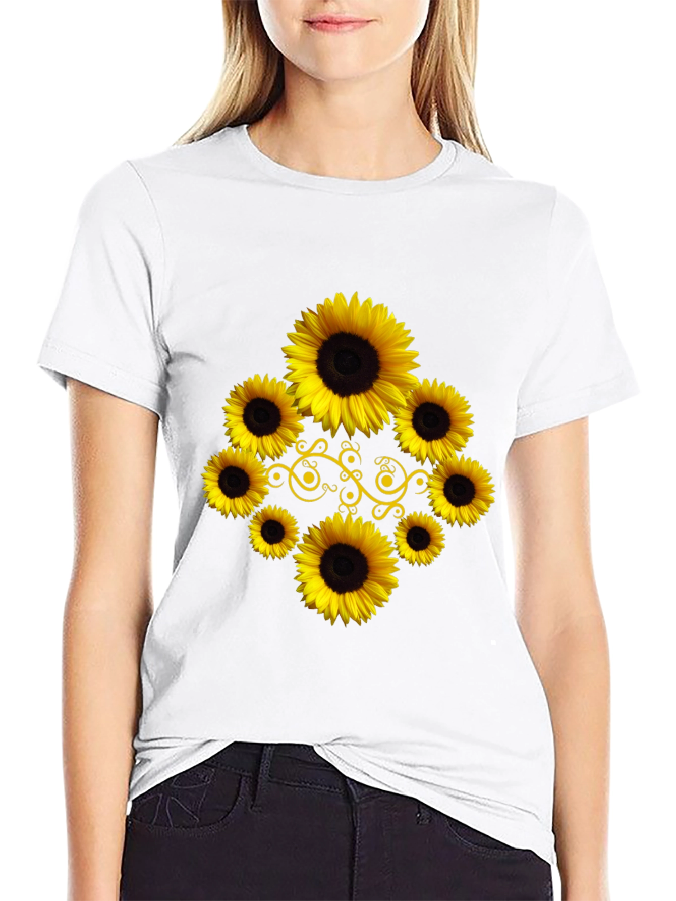 Sunflower Graphic Black T-Shirt