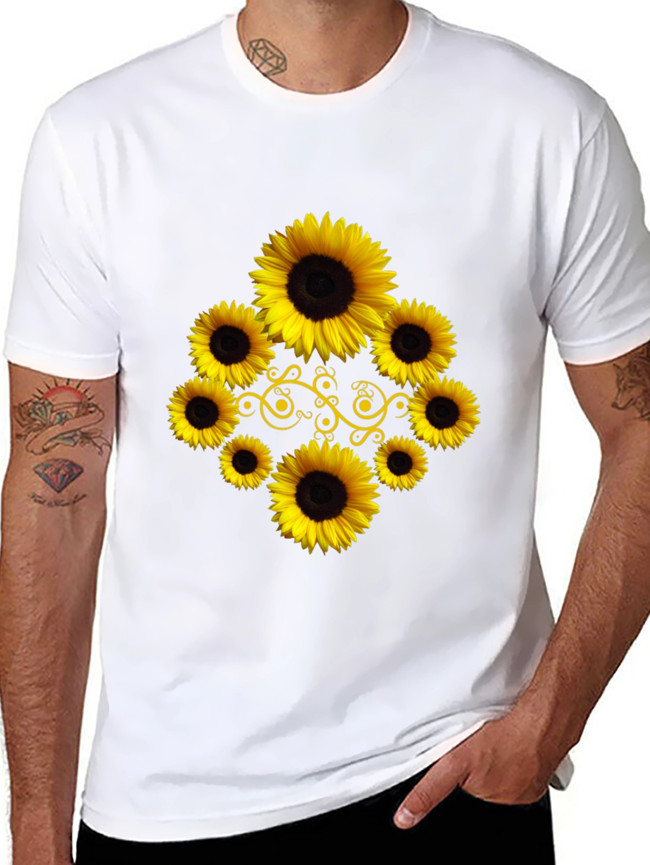 Sunflower Graphic Black T-Shirt
