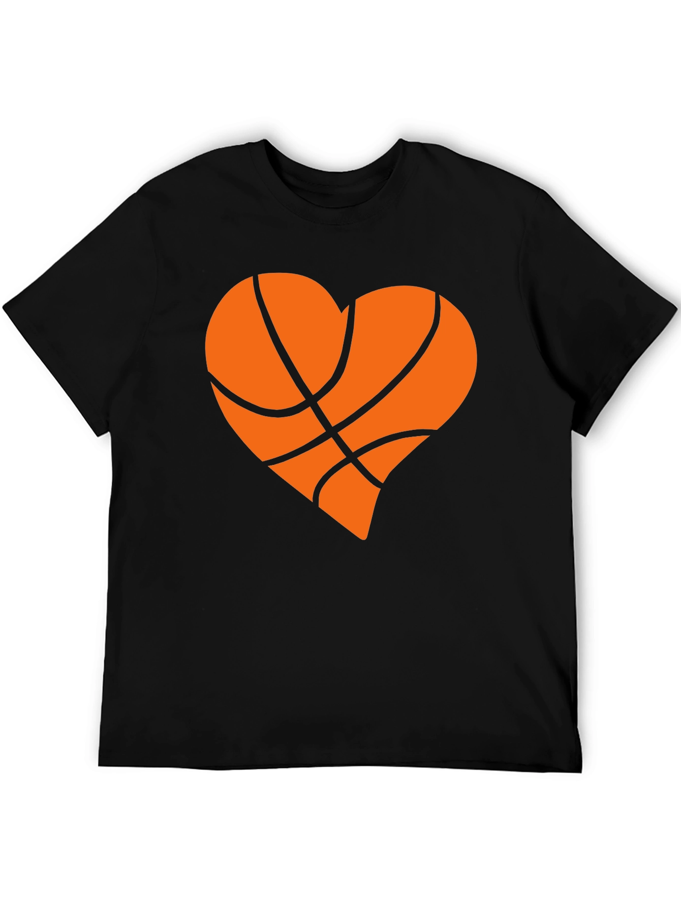 Basketball Heart Graphic T-Shirt - Black