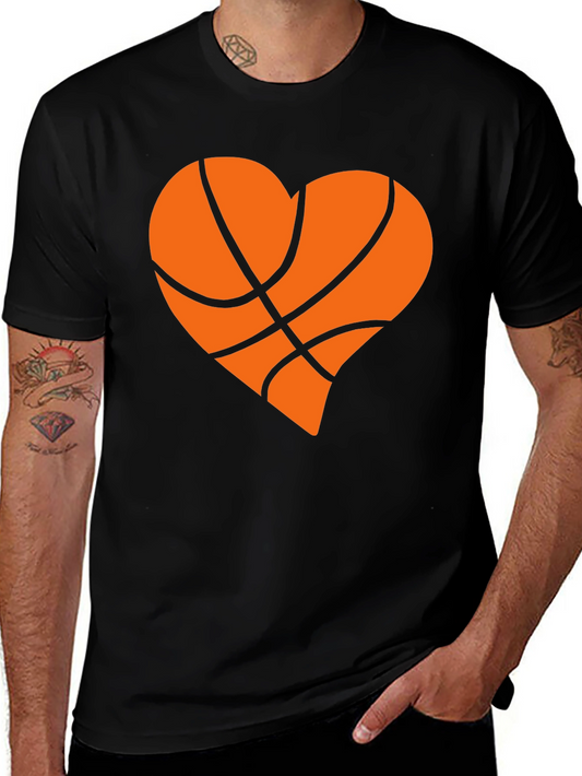 Basketball Heart Graphic T-Shirt - Black