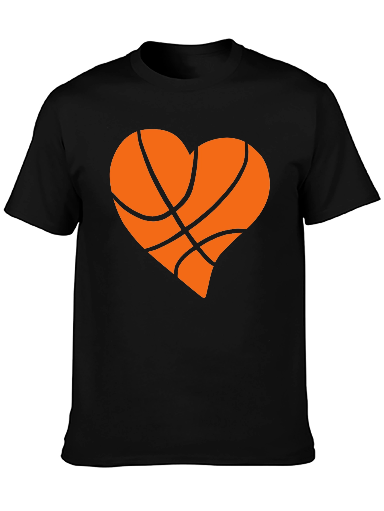 Basketball Heart Graphic T-Shirt - Black