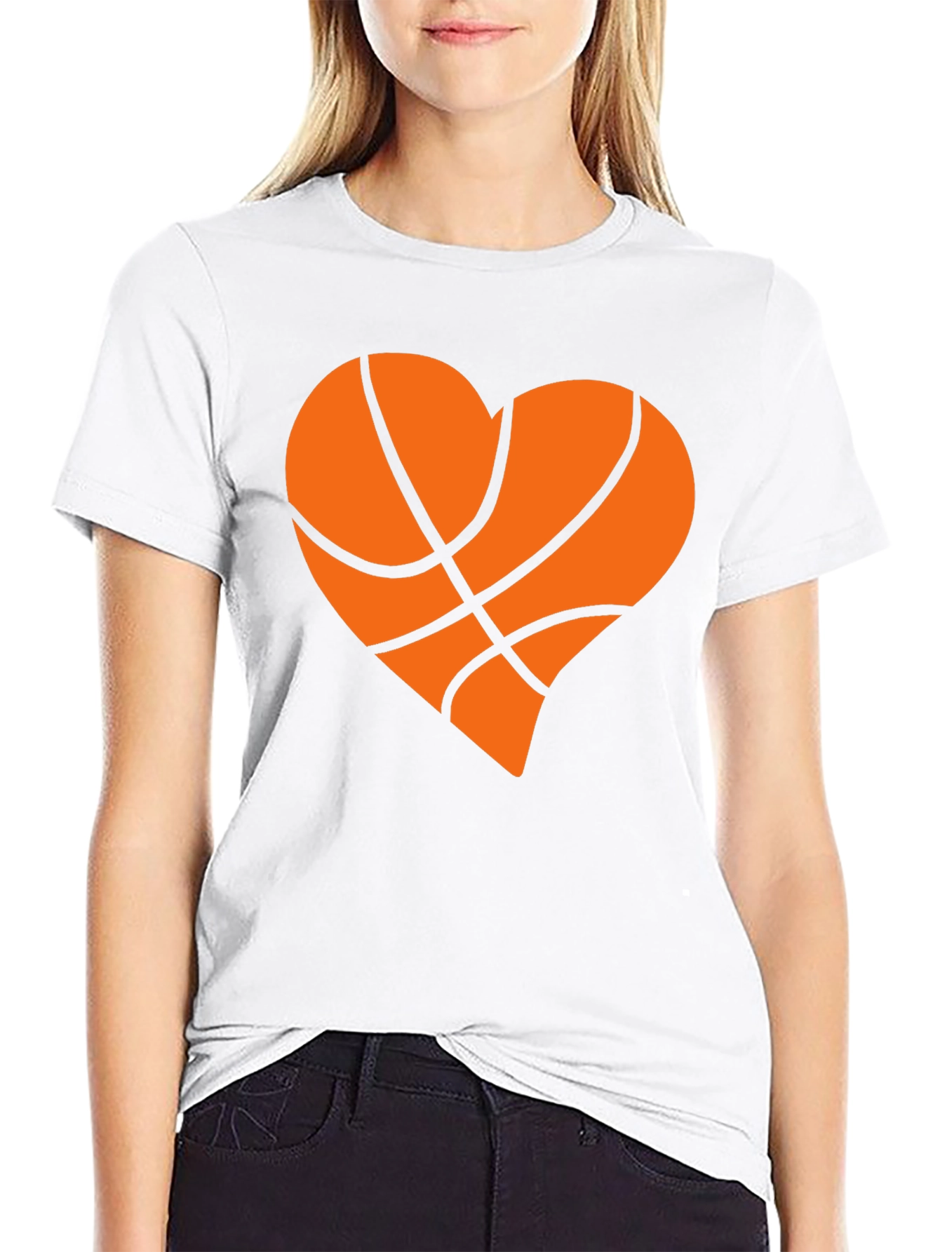 Basketball Heart Graphic T-Shirt - Black