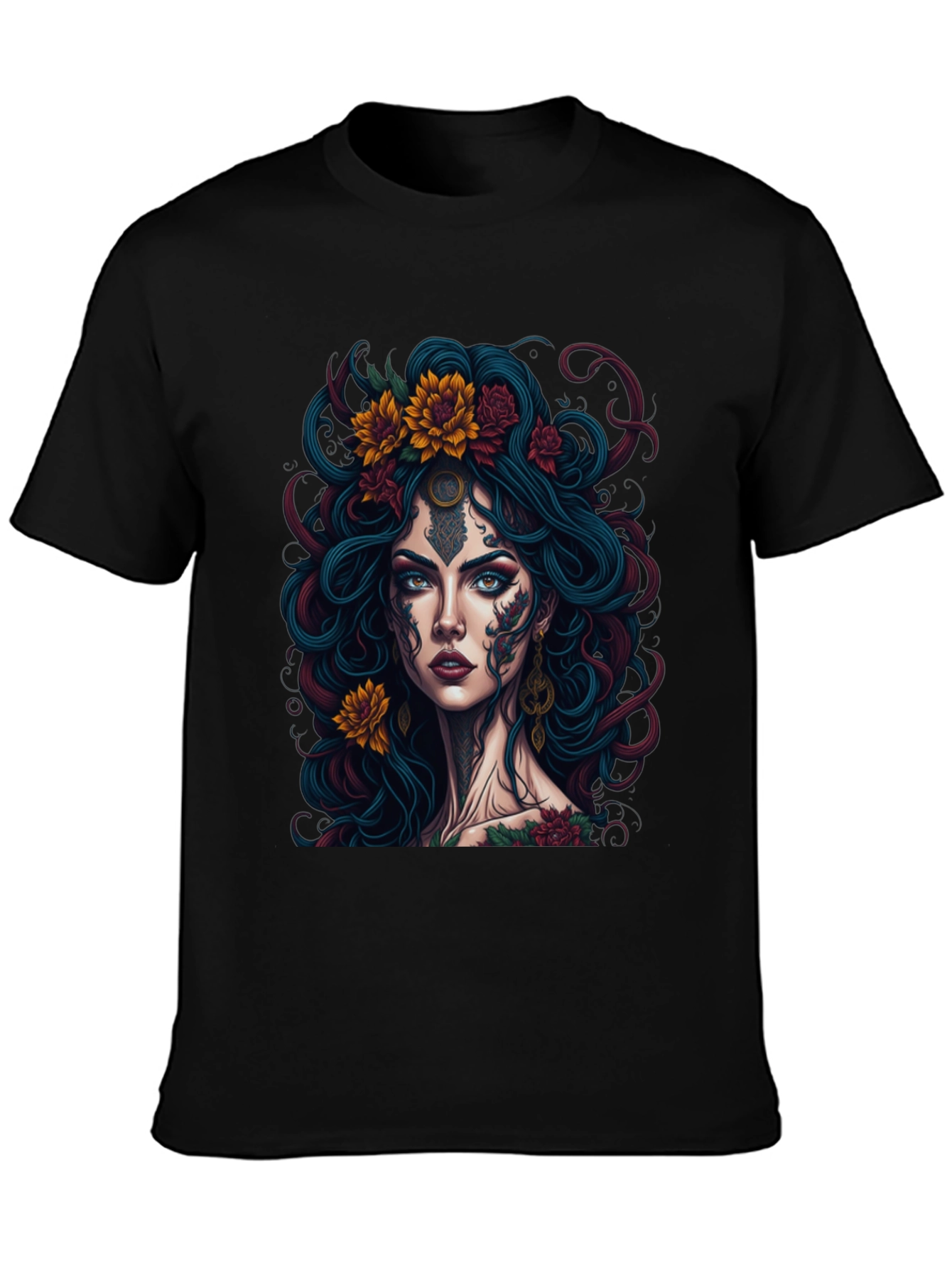 Mystic Floral Tattoo Graphic Tee