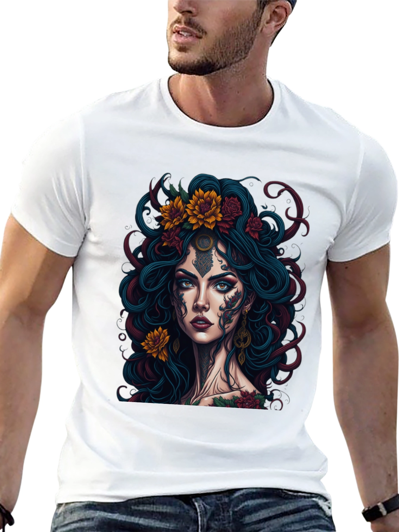 Mystic Floral Tattoo Graphic Tee