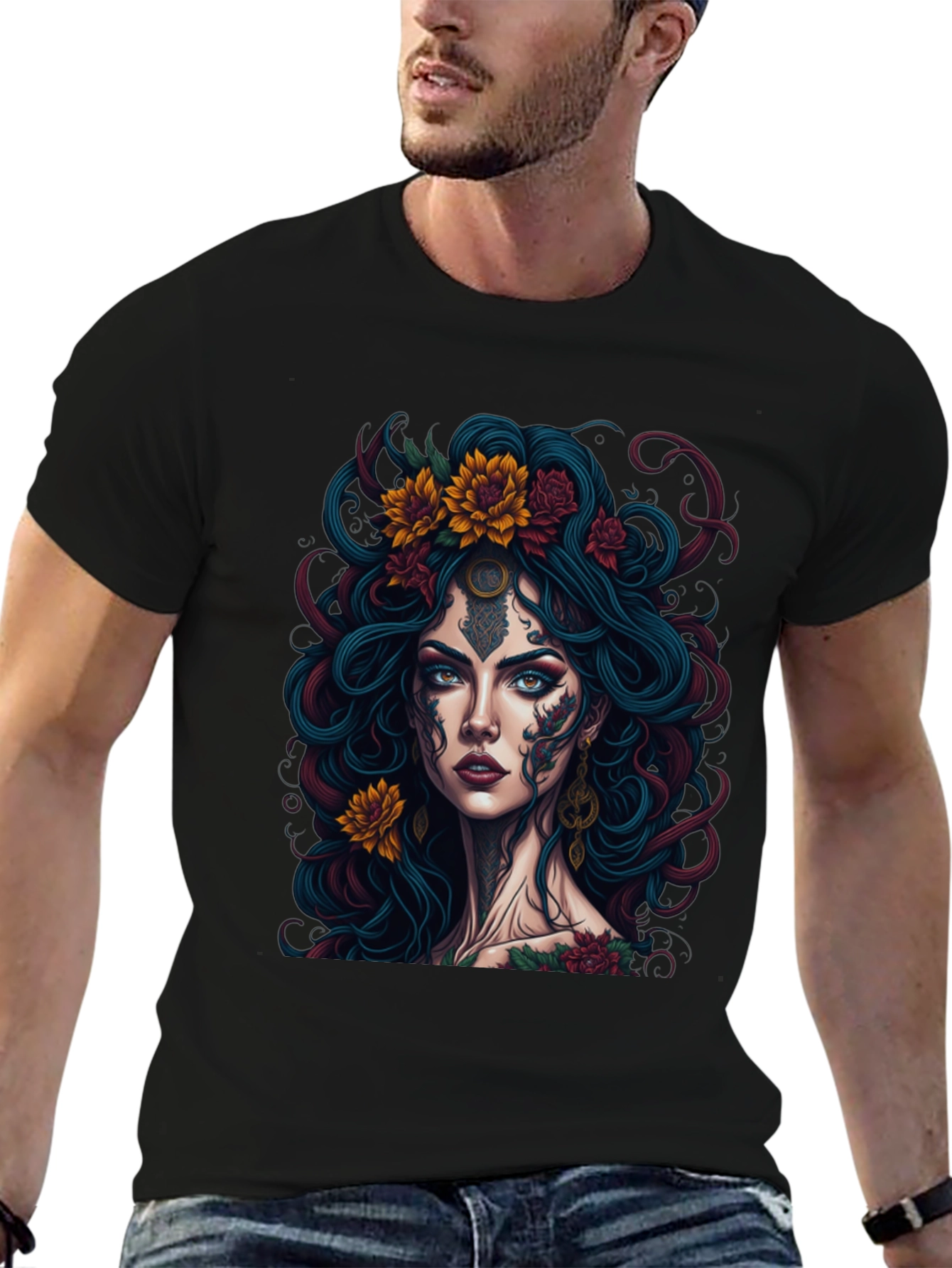 Mystic Floral Tattoo Graphic Tee