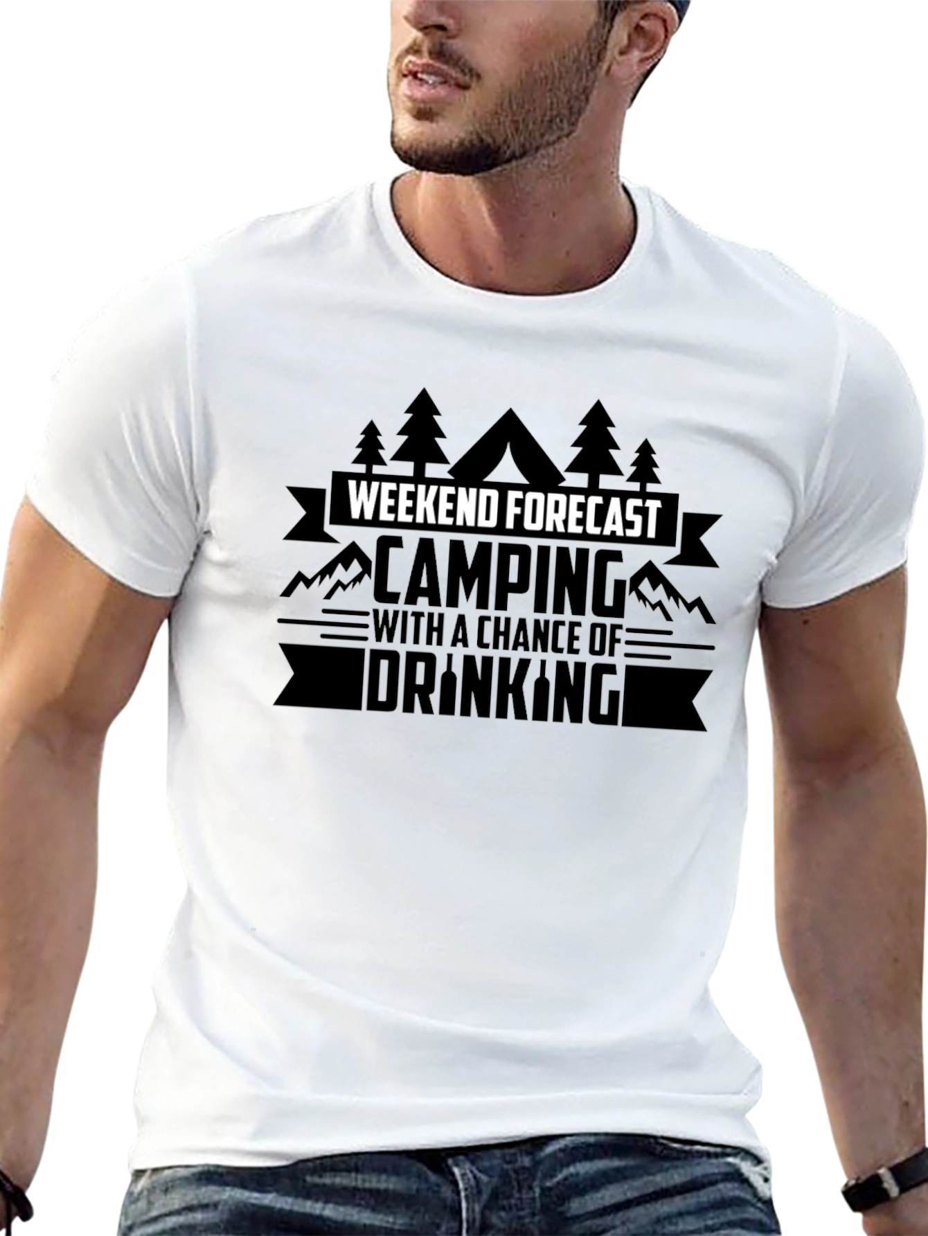 Weekend Forecast Camping Funny Graphic T-Shirt