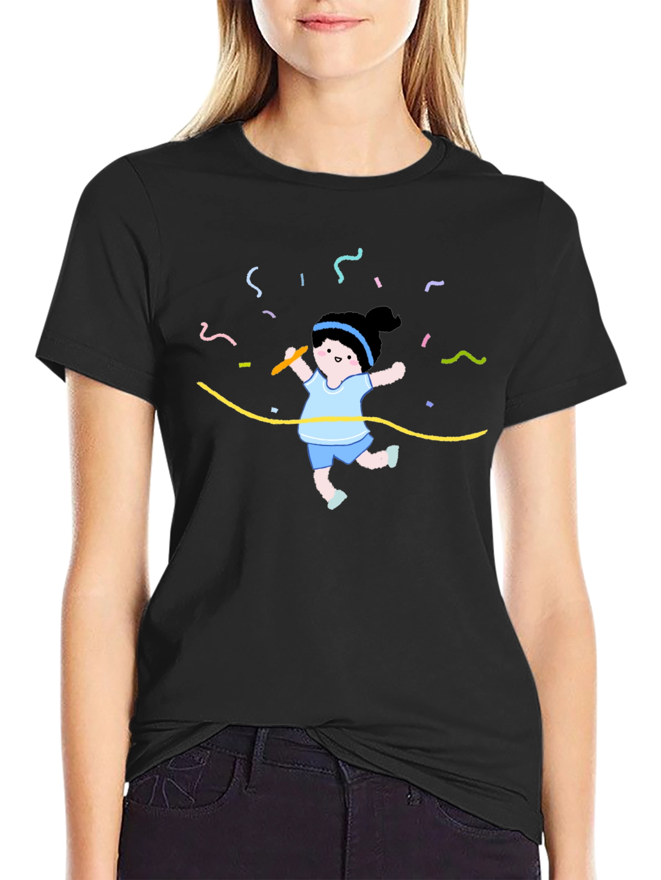 Cartoon Runner Graphic Tee - Celebrate Victory!