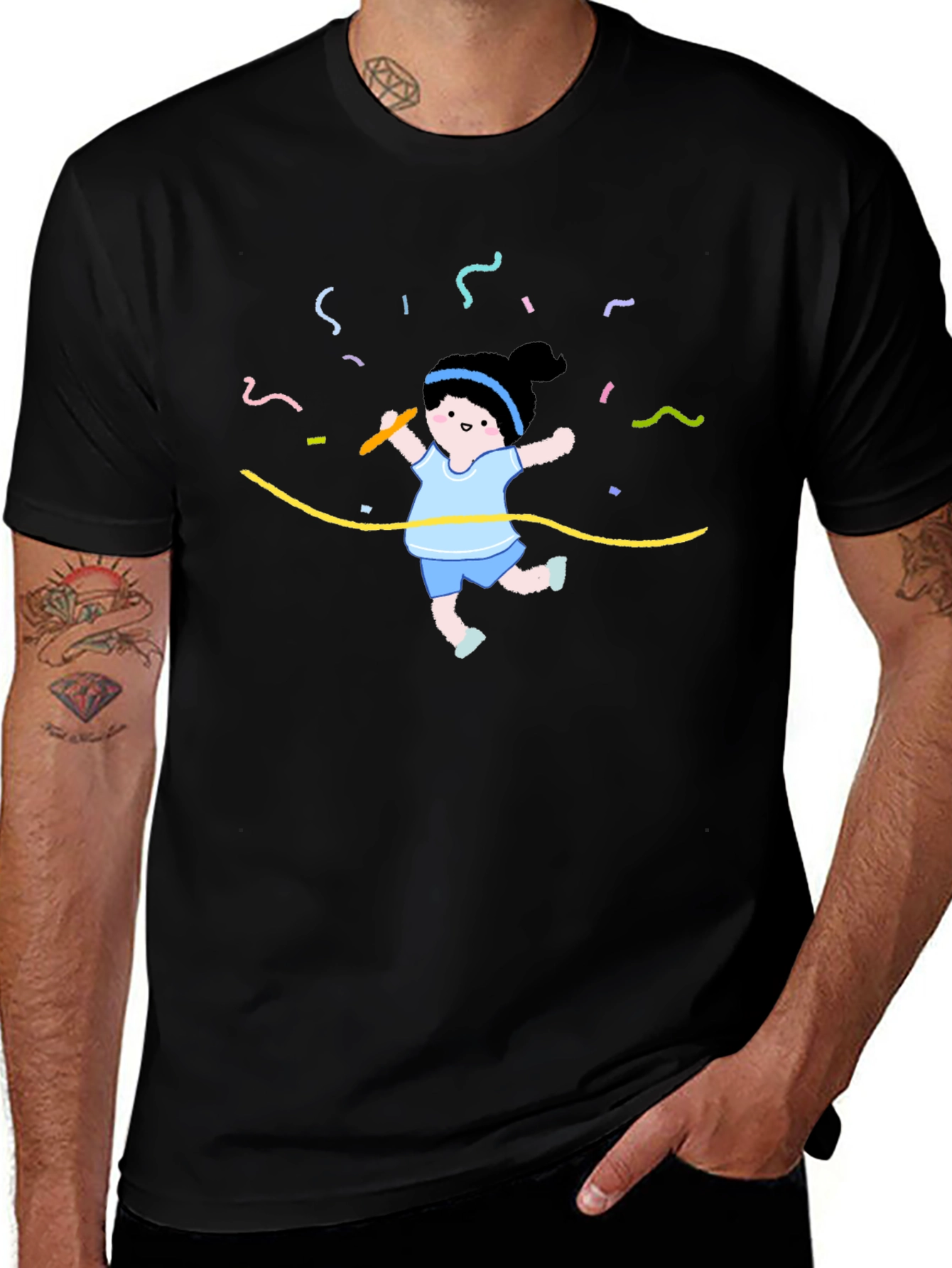 Cartoon Runner Graphic Tee - Celebrate Victory!