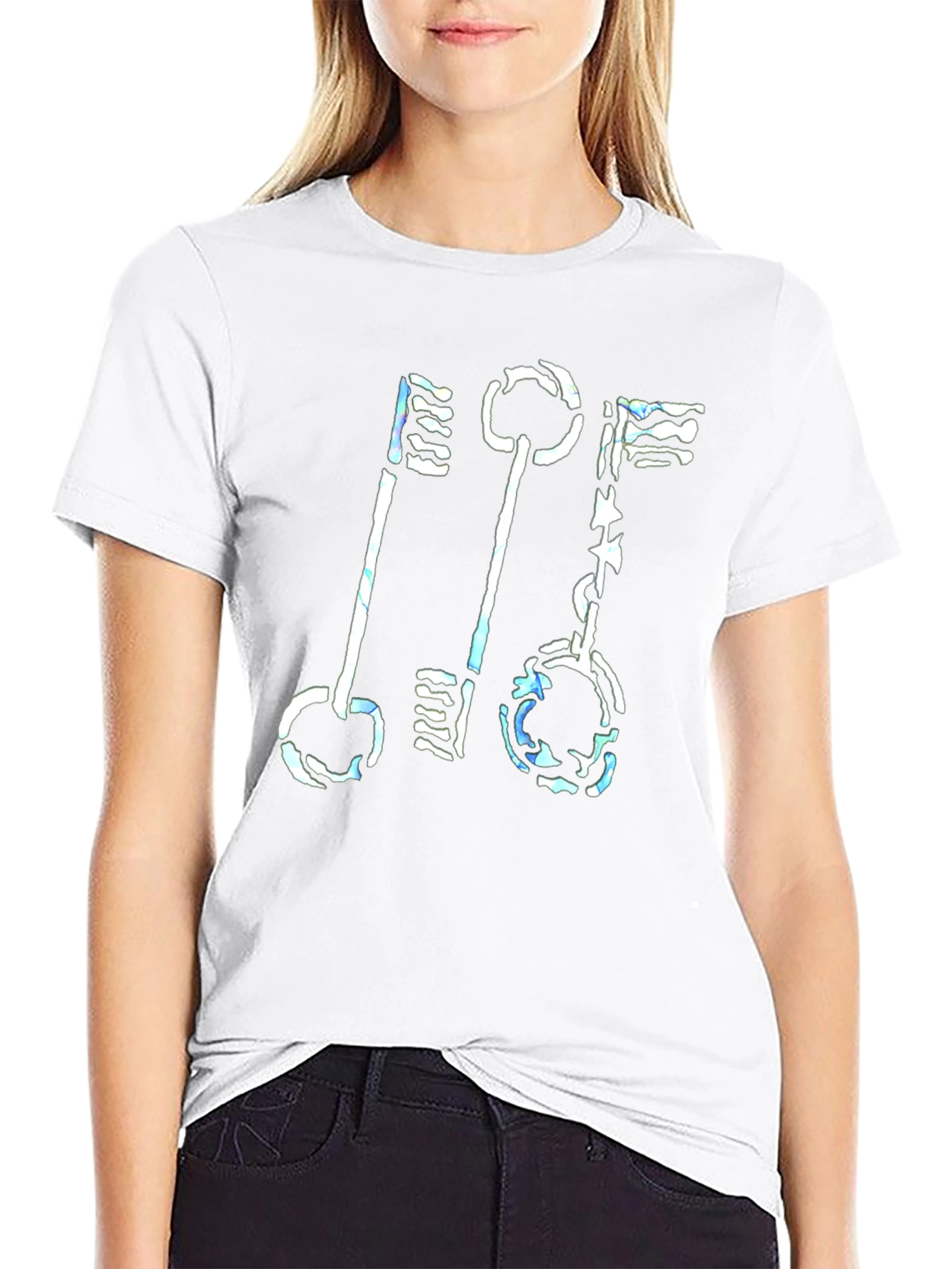 Abstract Keys Graphic Print Black T-Shirt