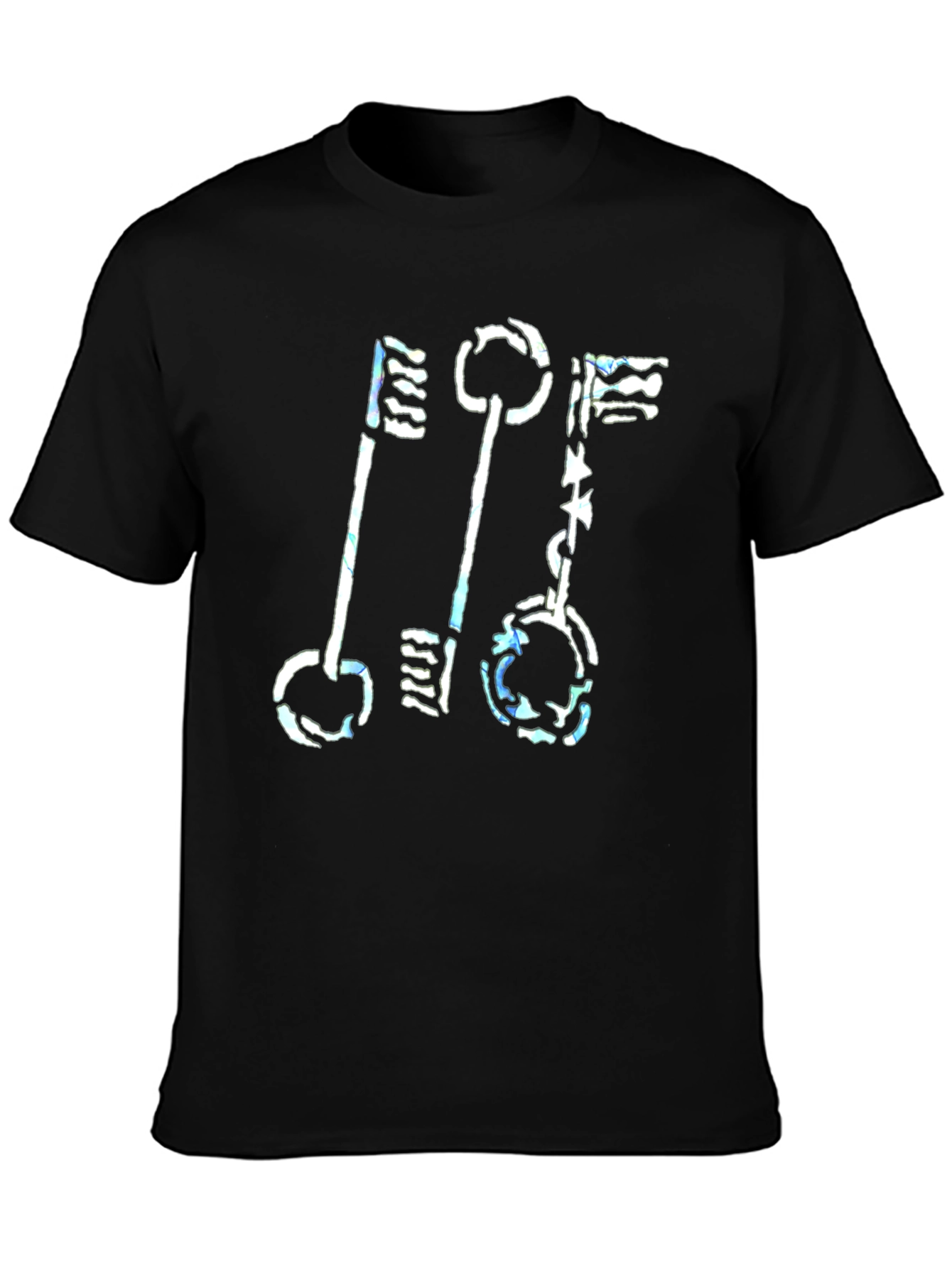 Abstract Keys Graphic Print Black T-Shirt