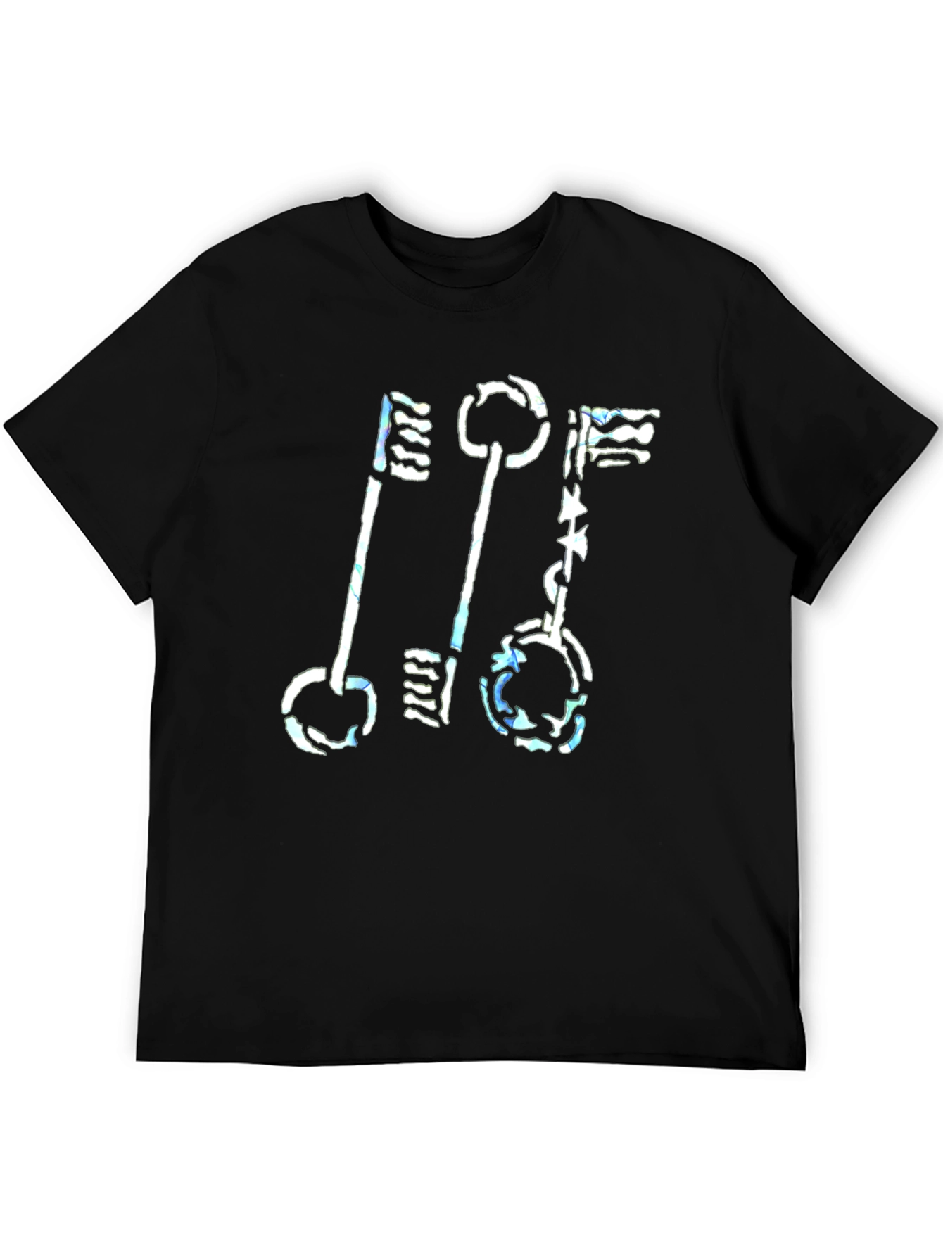 Abstract Keys Graphic Print Black T-Shirt