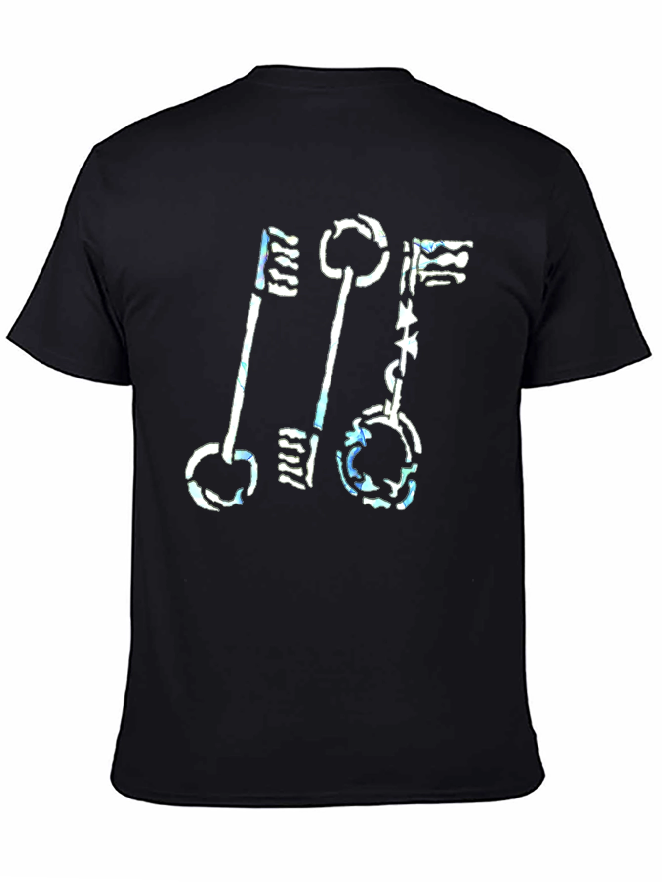Abstract Keys Graphic Print Black T-Shirt
