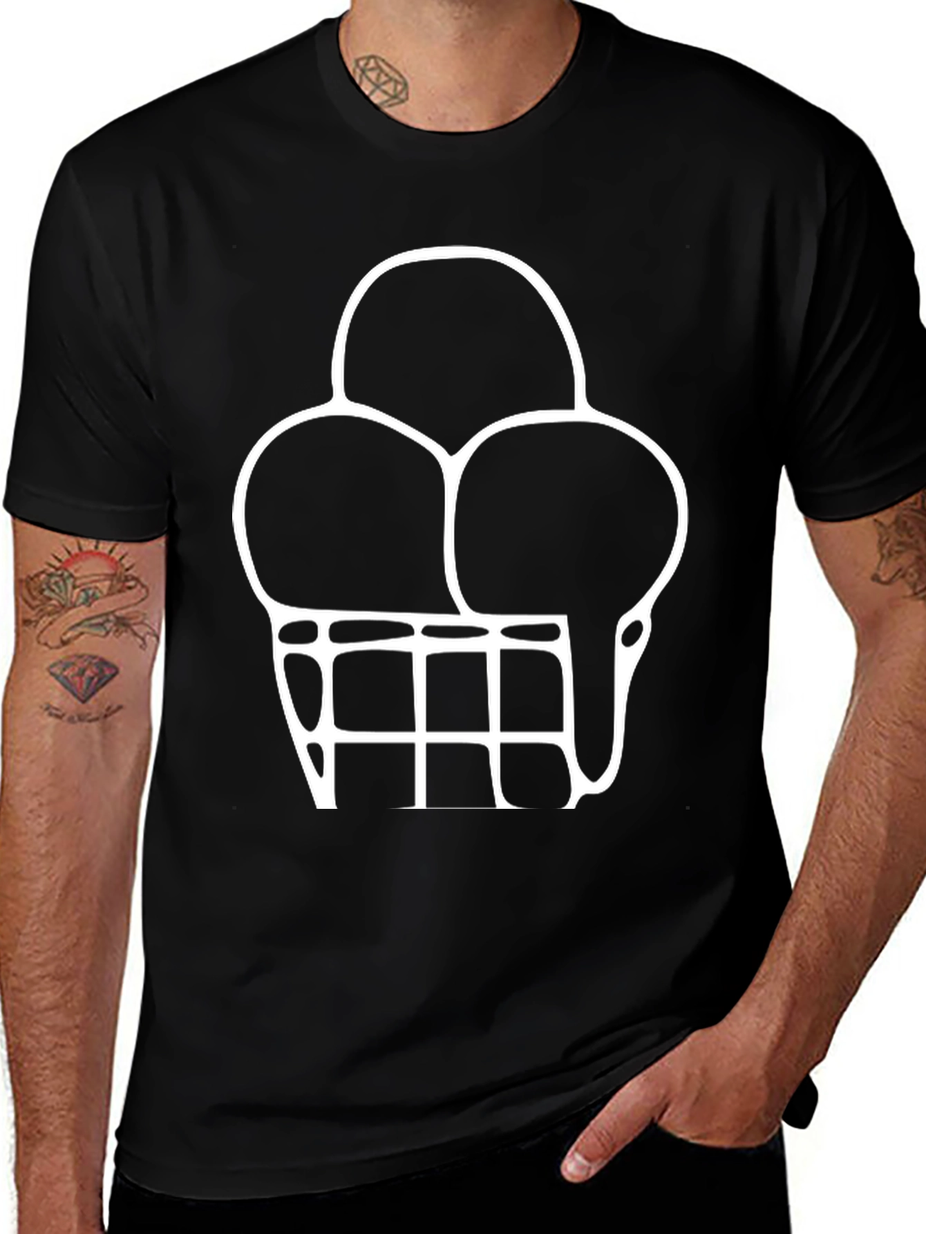 Cool Ice Cream Graphic Tee - Stylish Black T-Shirt