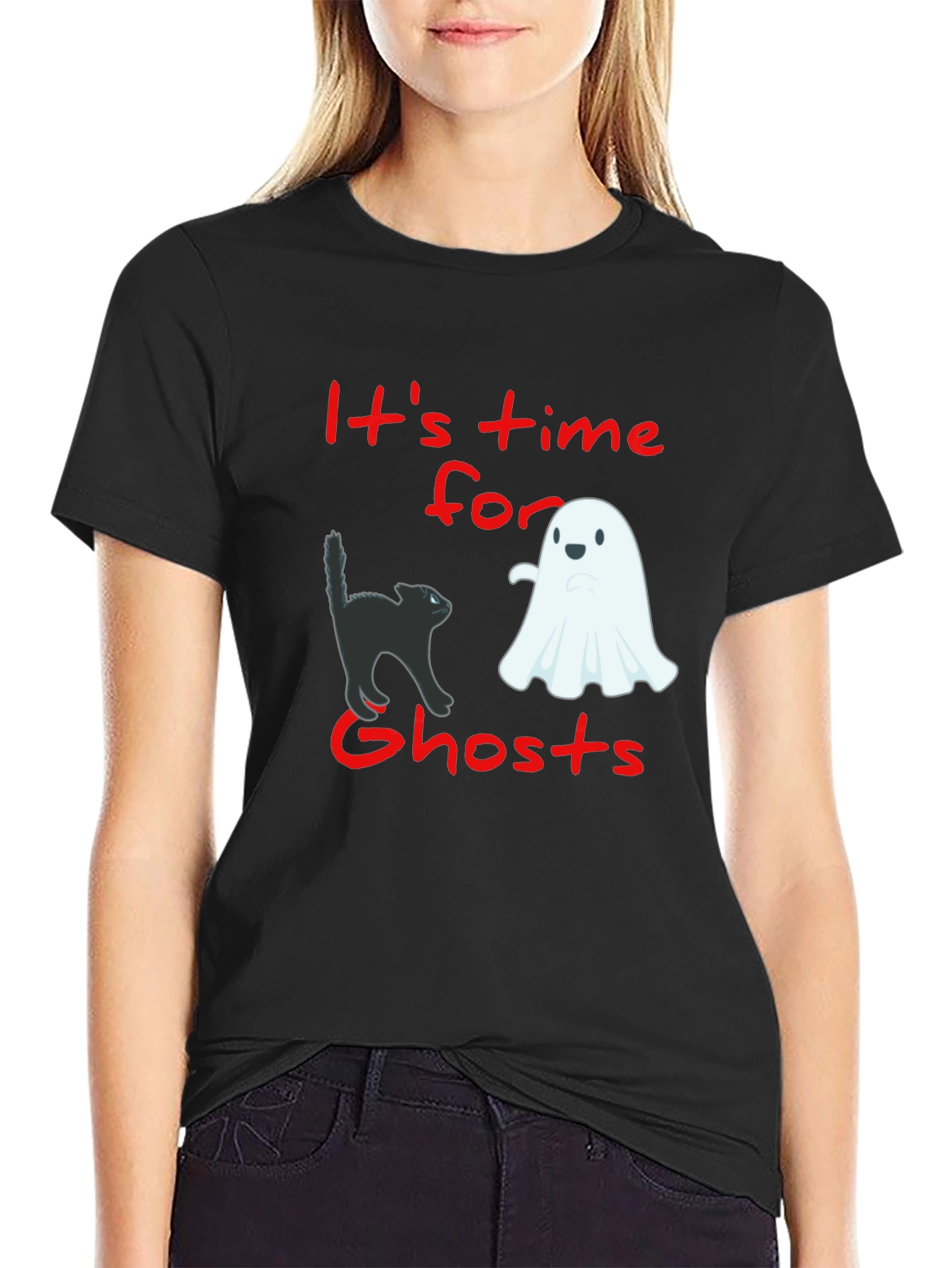 Its Time for Ghosts Black Graphic Tee