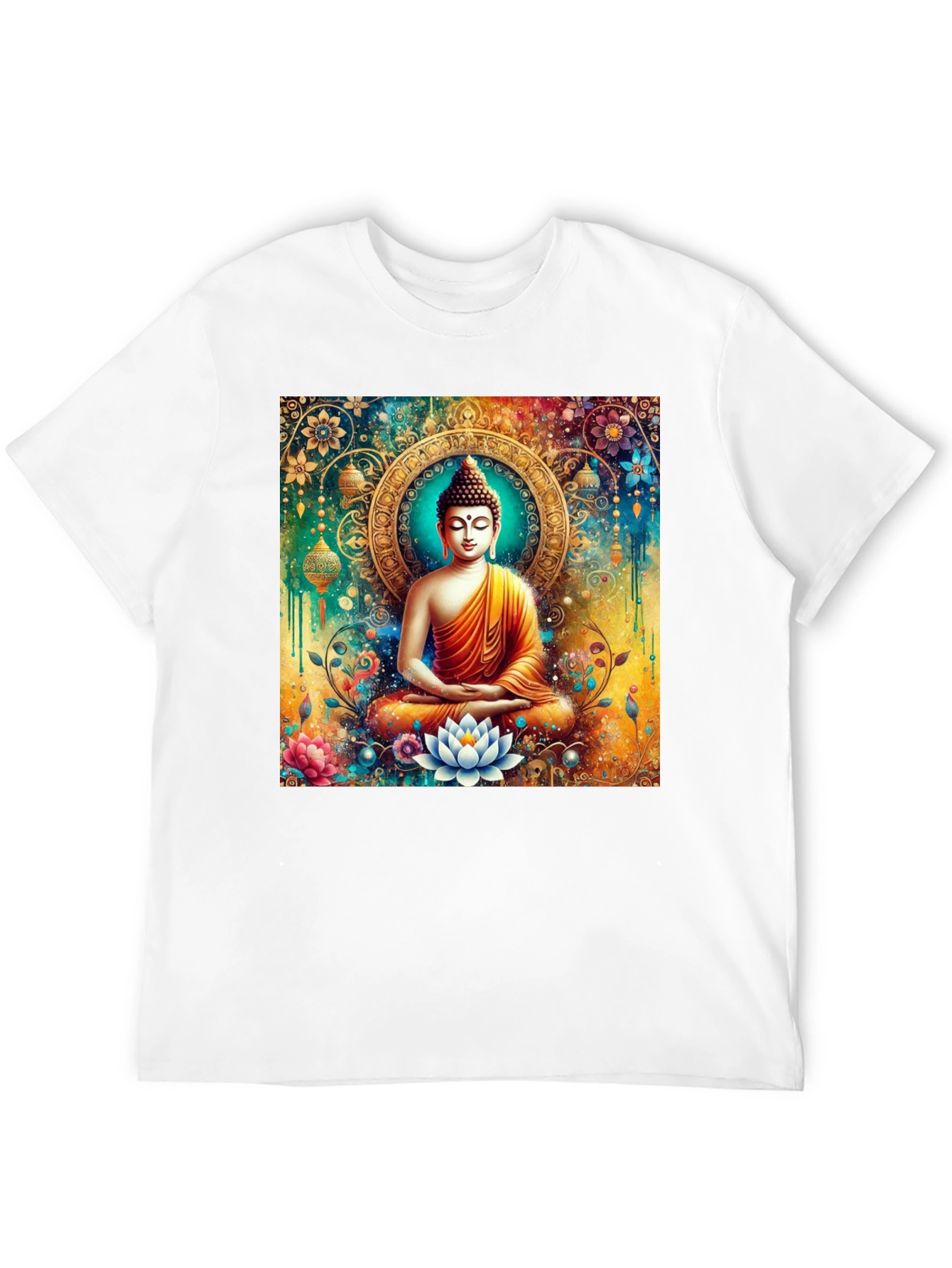 Buddha Art Graphic Print Black T-Shirt