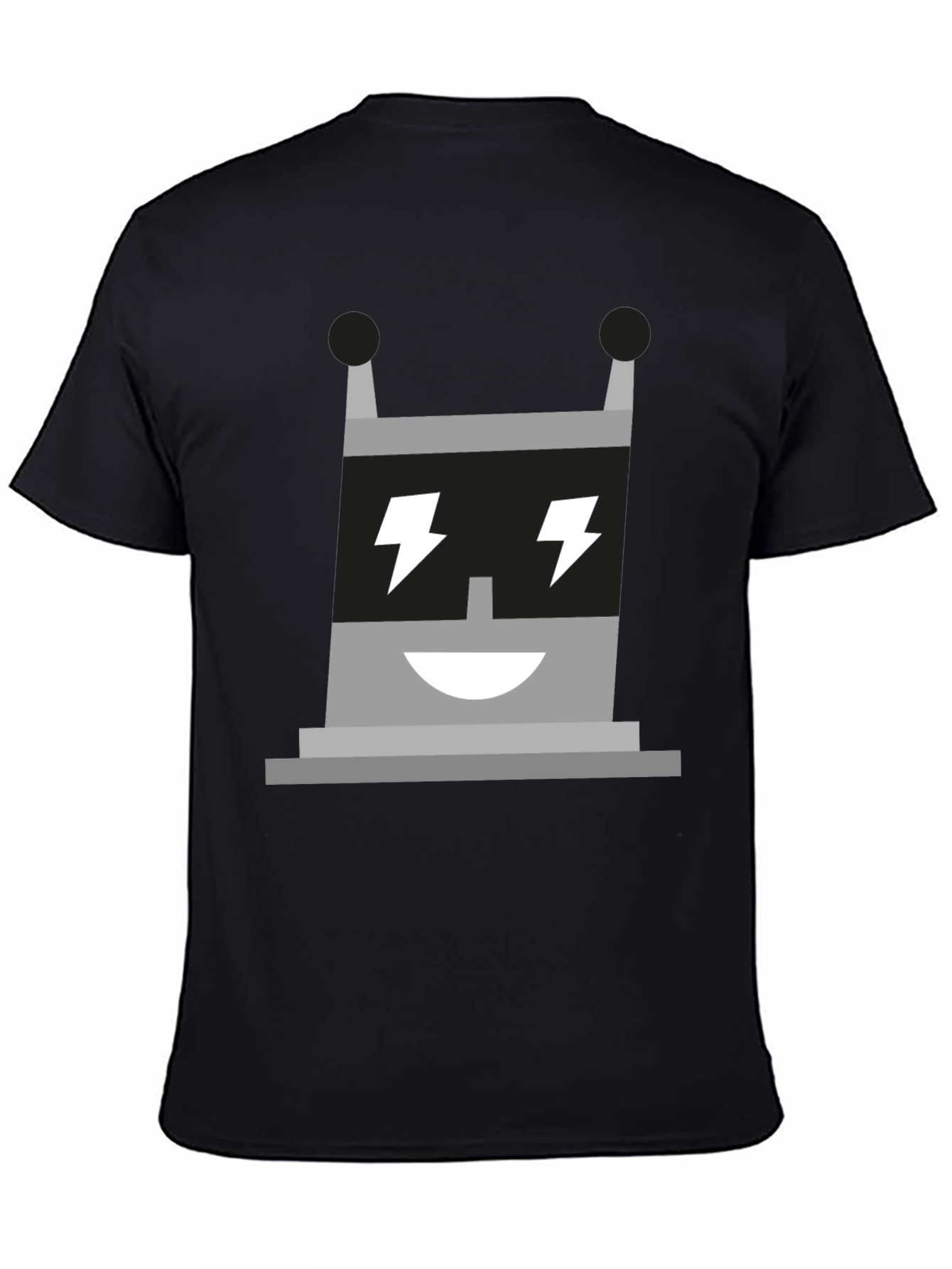 Electric Robot Graphic Tee - Black Cotton T-Shirt