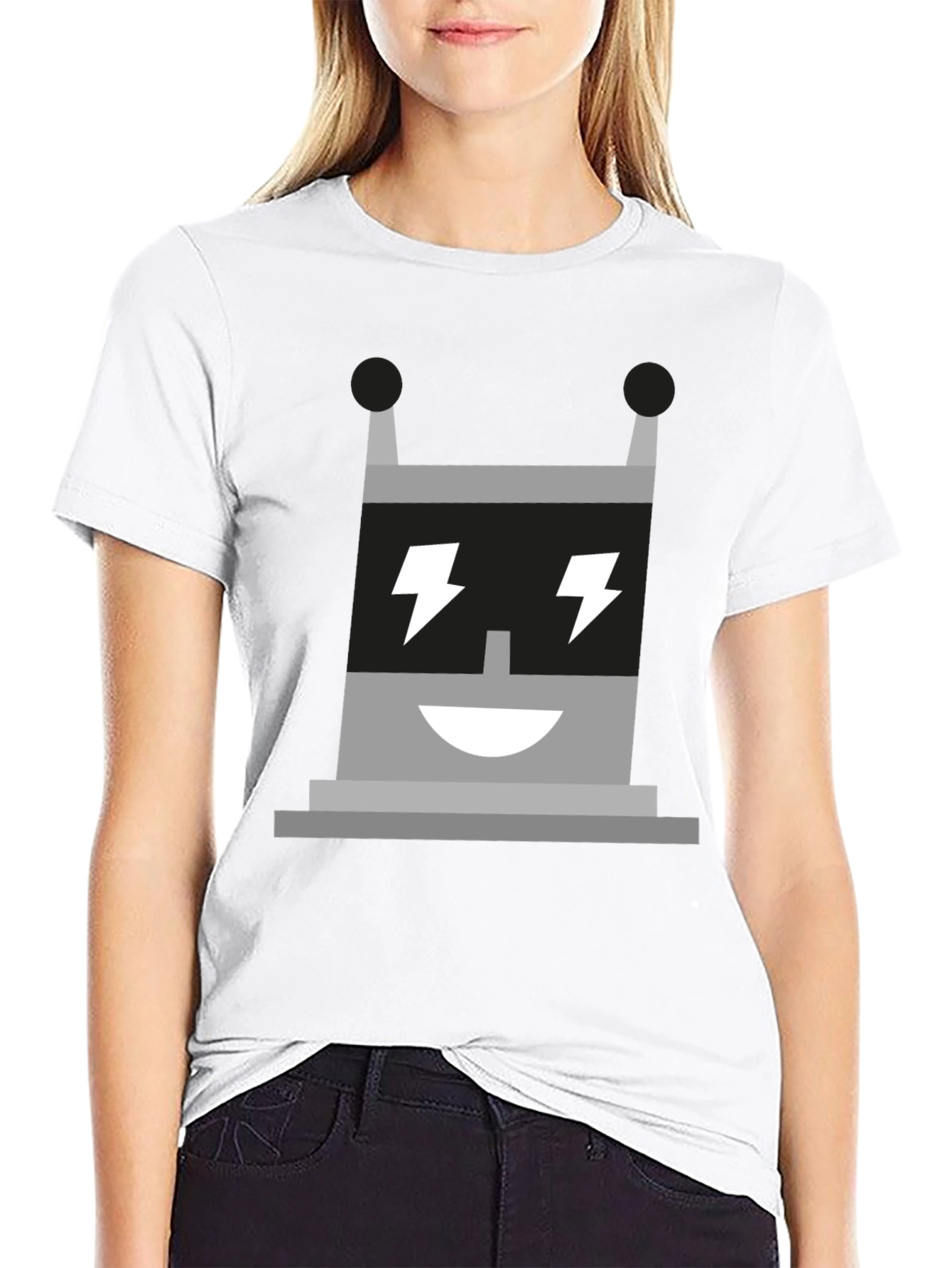 Electric Robot Graphic Tee - Black Cotton T-Shirt