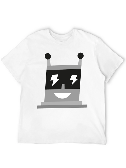 Electric Robot Graphic Tee - Black Cotton T-Shirt