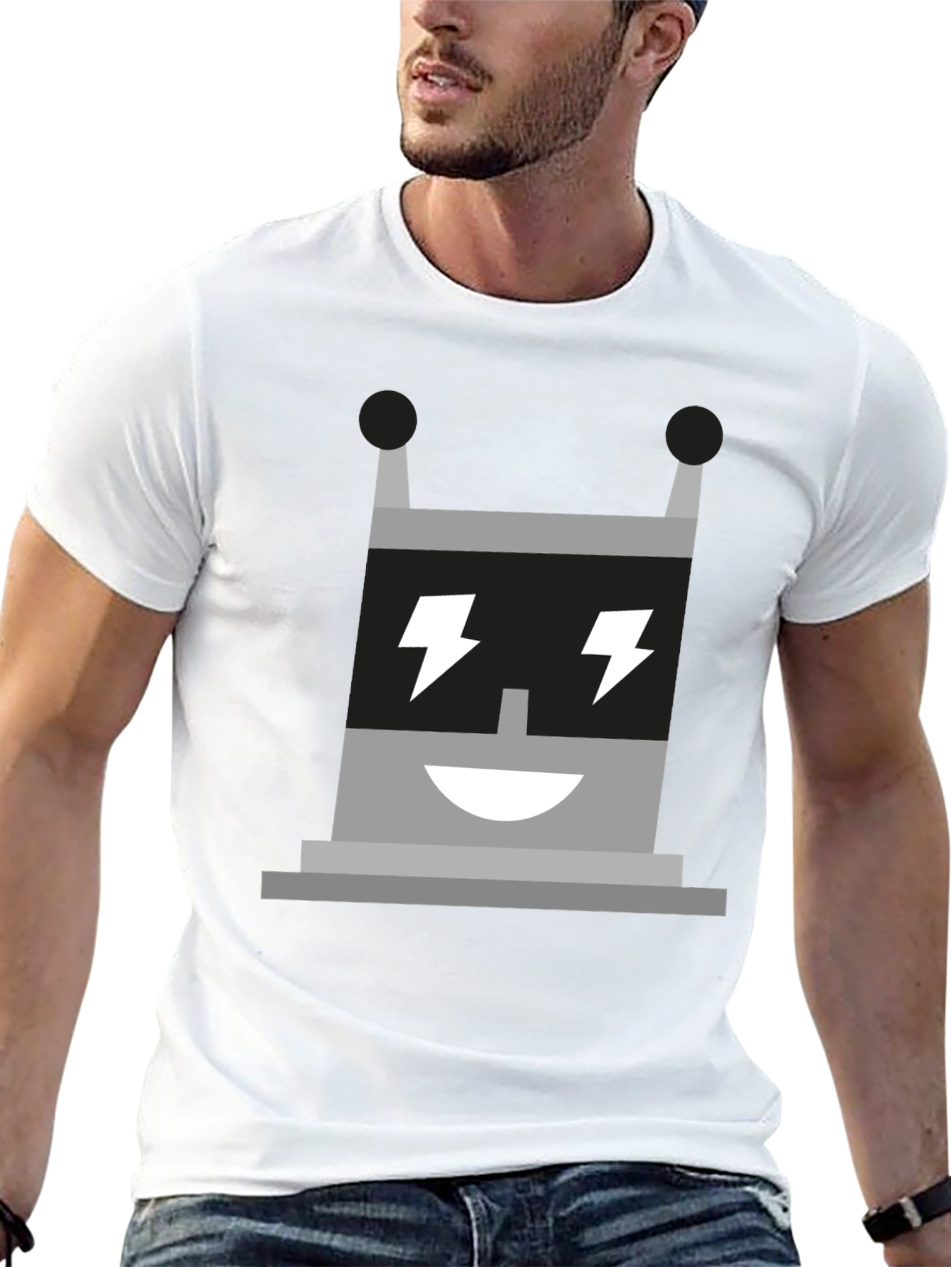 Electric Robot Graphic Tee - Black Cotton T-Shirt