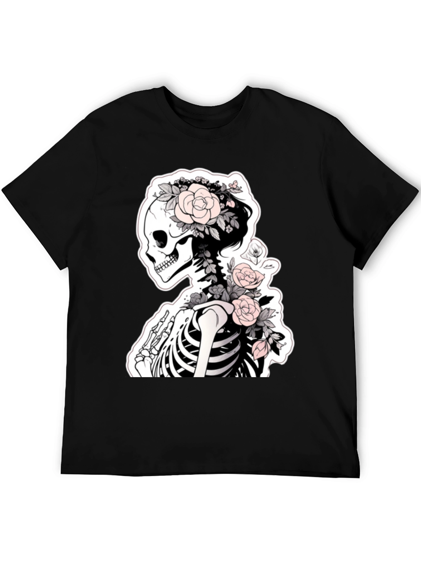 Floral Skeleton Graphic Tee - Unique Style