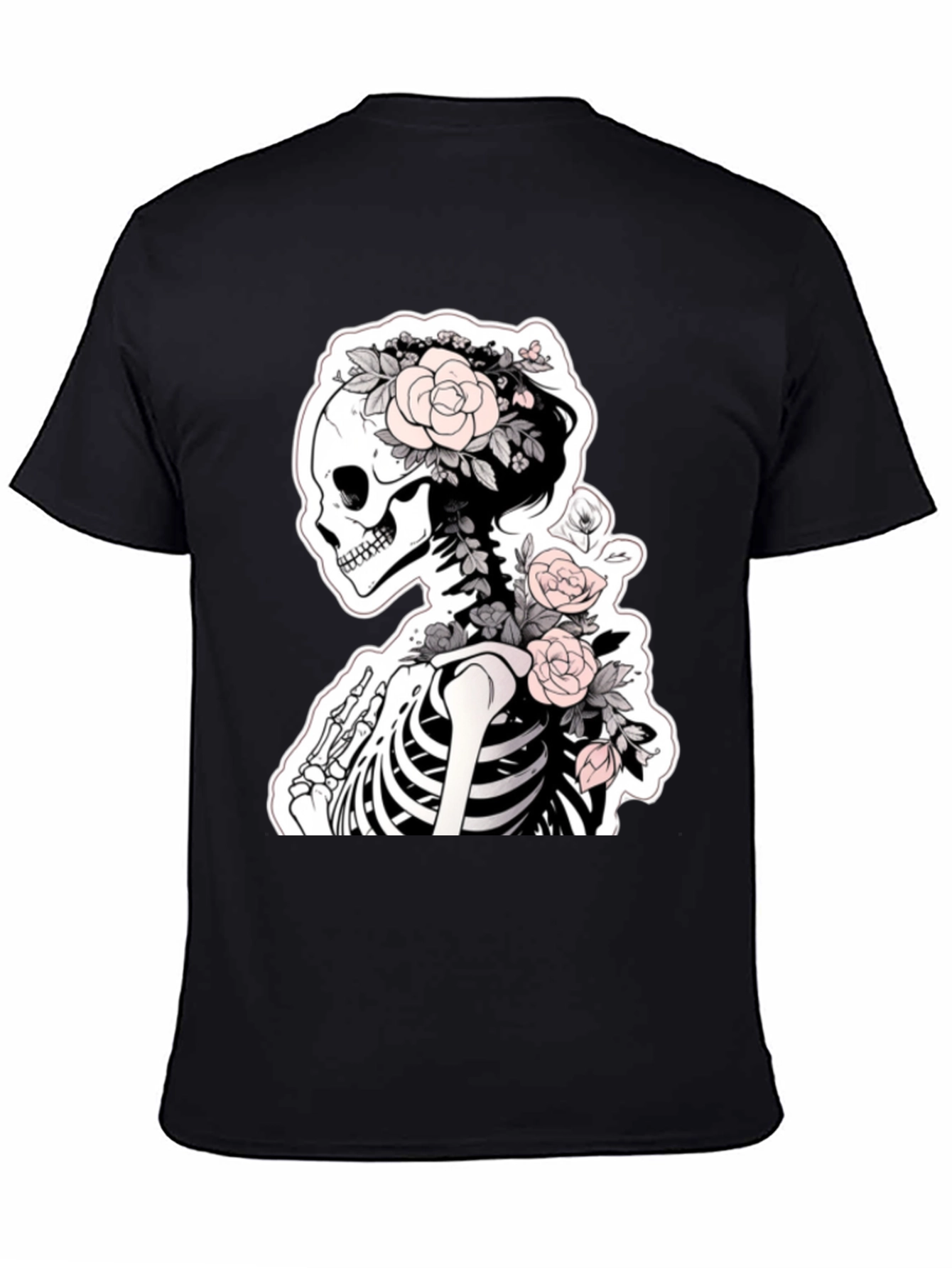 Floral Skeleton Graphic Tee - Unique Style