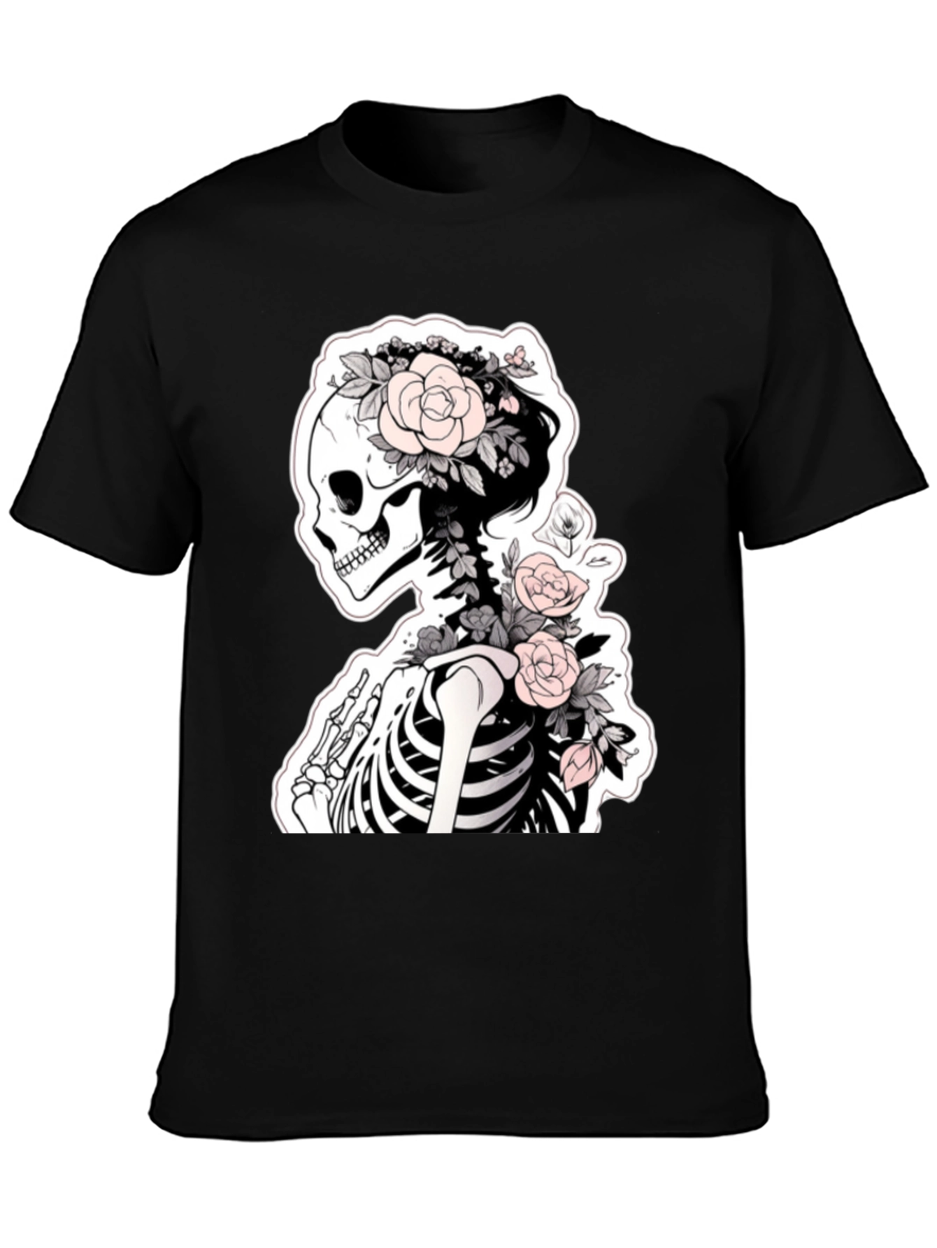 Floral Skeleton Graphic Tee - Unique Style