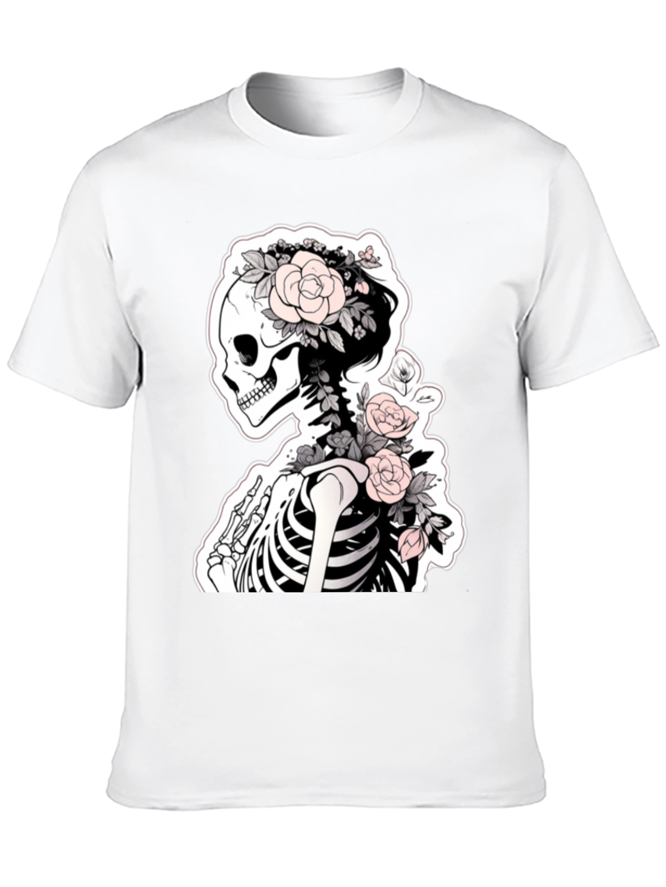 Floral Skeleton Graphic Tee - Unique Style