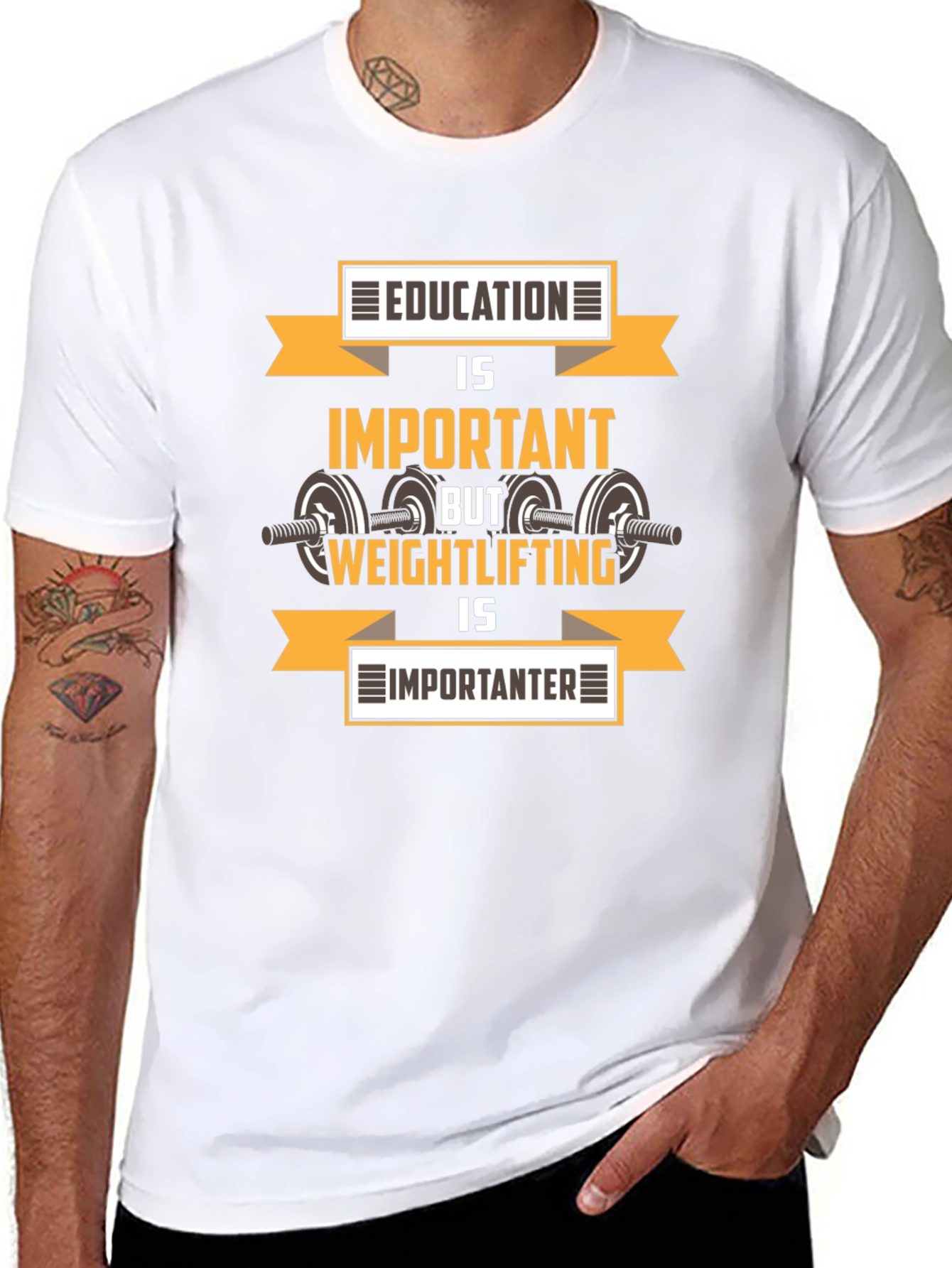 Education vs. Weightlifting Graphic T-Shirt