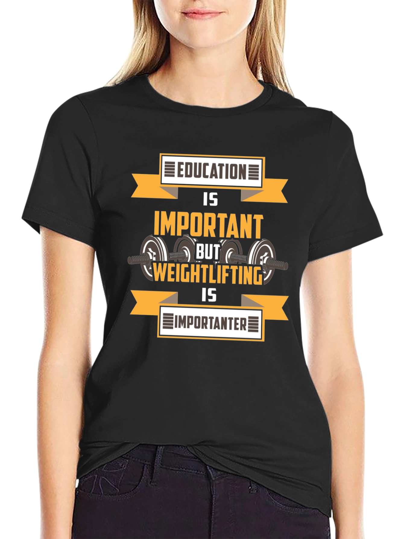 Education vs. Weightlifting Graphic T-Shirt