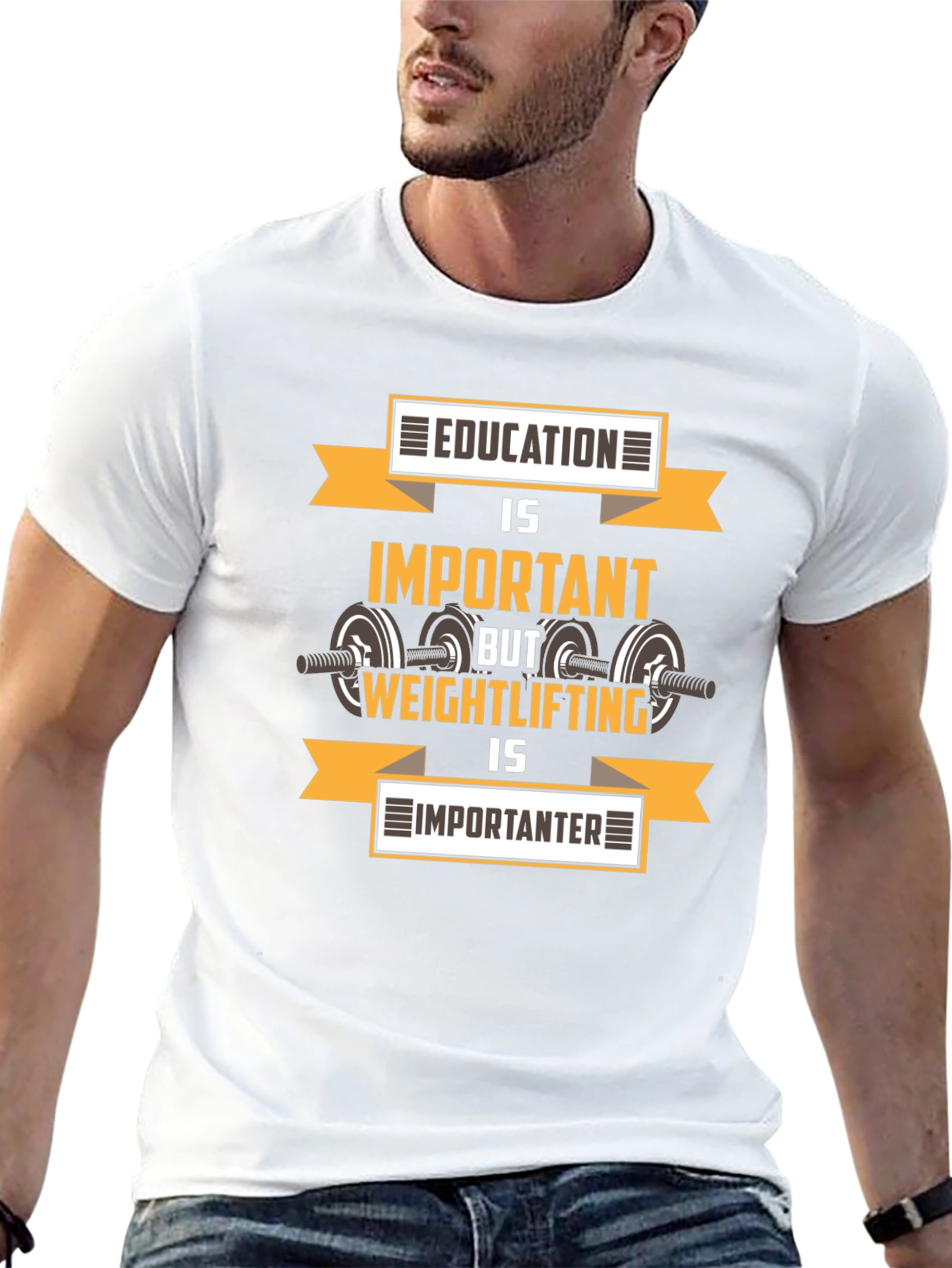 Education vs. Weightlifting Graphic T-Shirt