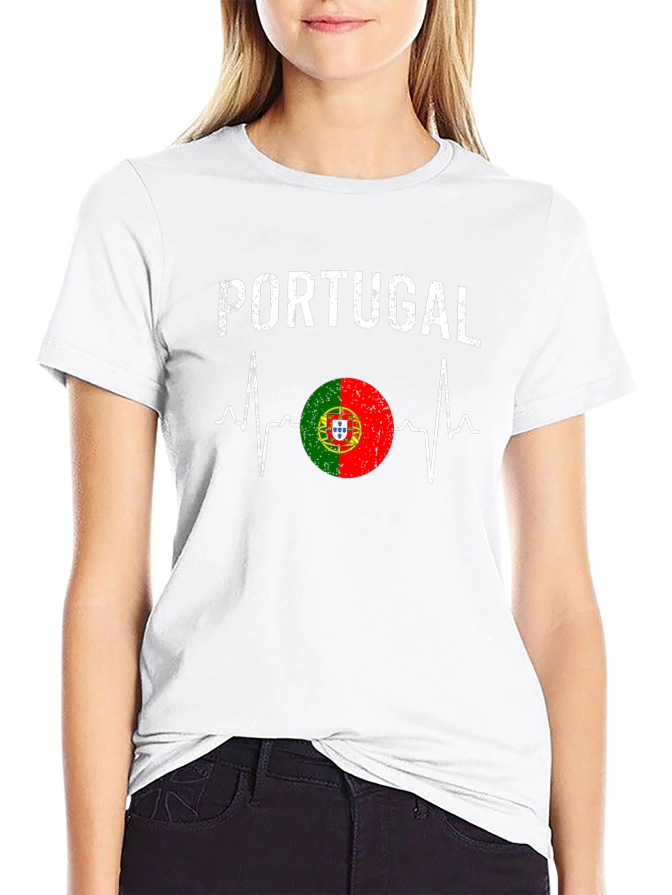 Portugal Flag Heartbeat T-Shirt