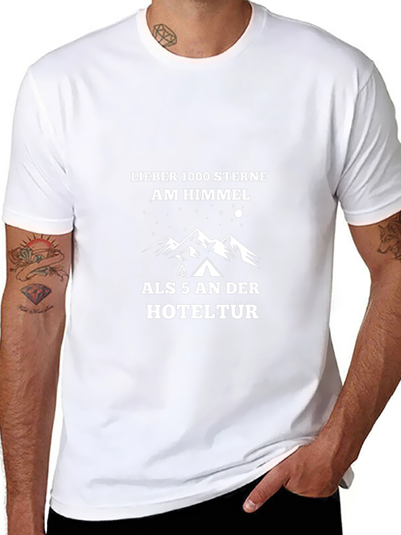 Camping Starry Sky Graphic Tee - German Text