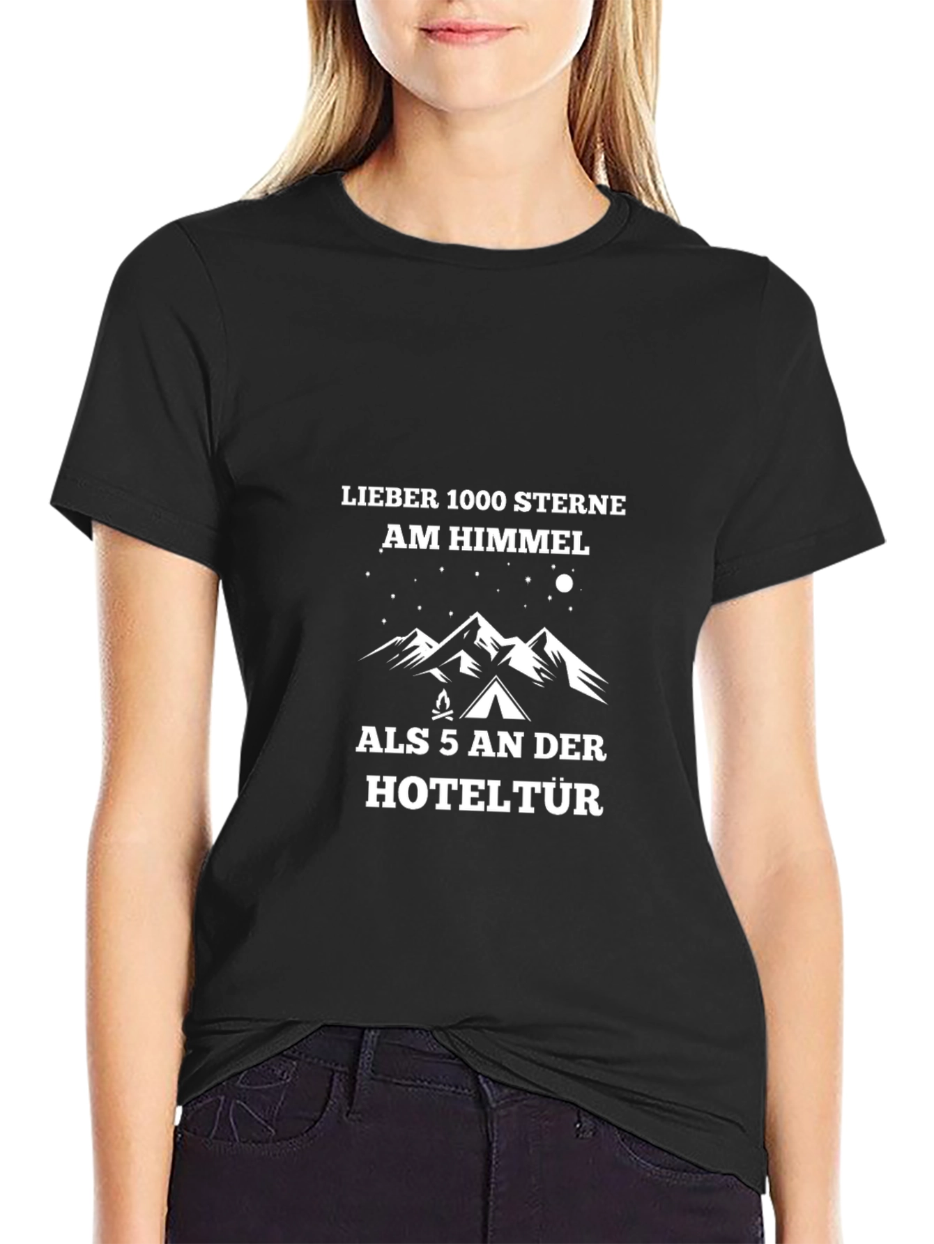 Camping Starry Sky Graphic Tee - German Text