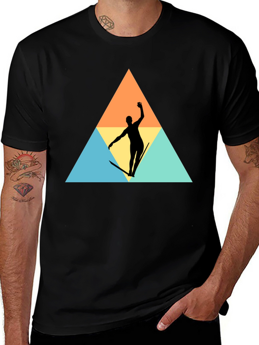 Retro Surfer Silhouette Graphic Tee - Black