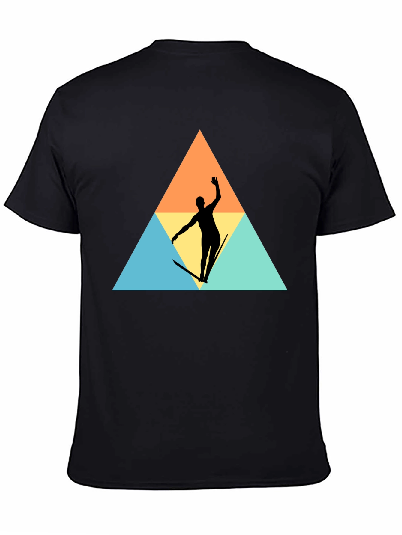 Retro Surfer Silhouette Graphic Tee - Black