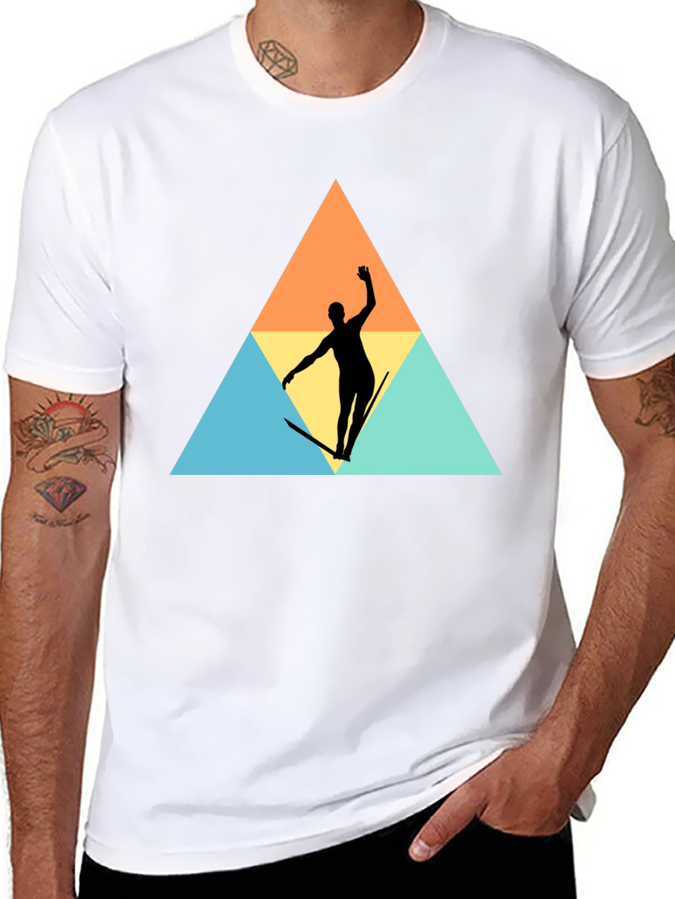 Retro Surfer Silhouette Graphic Tee - Black