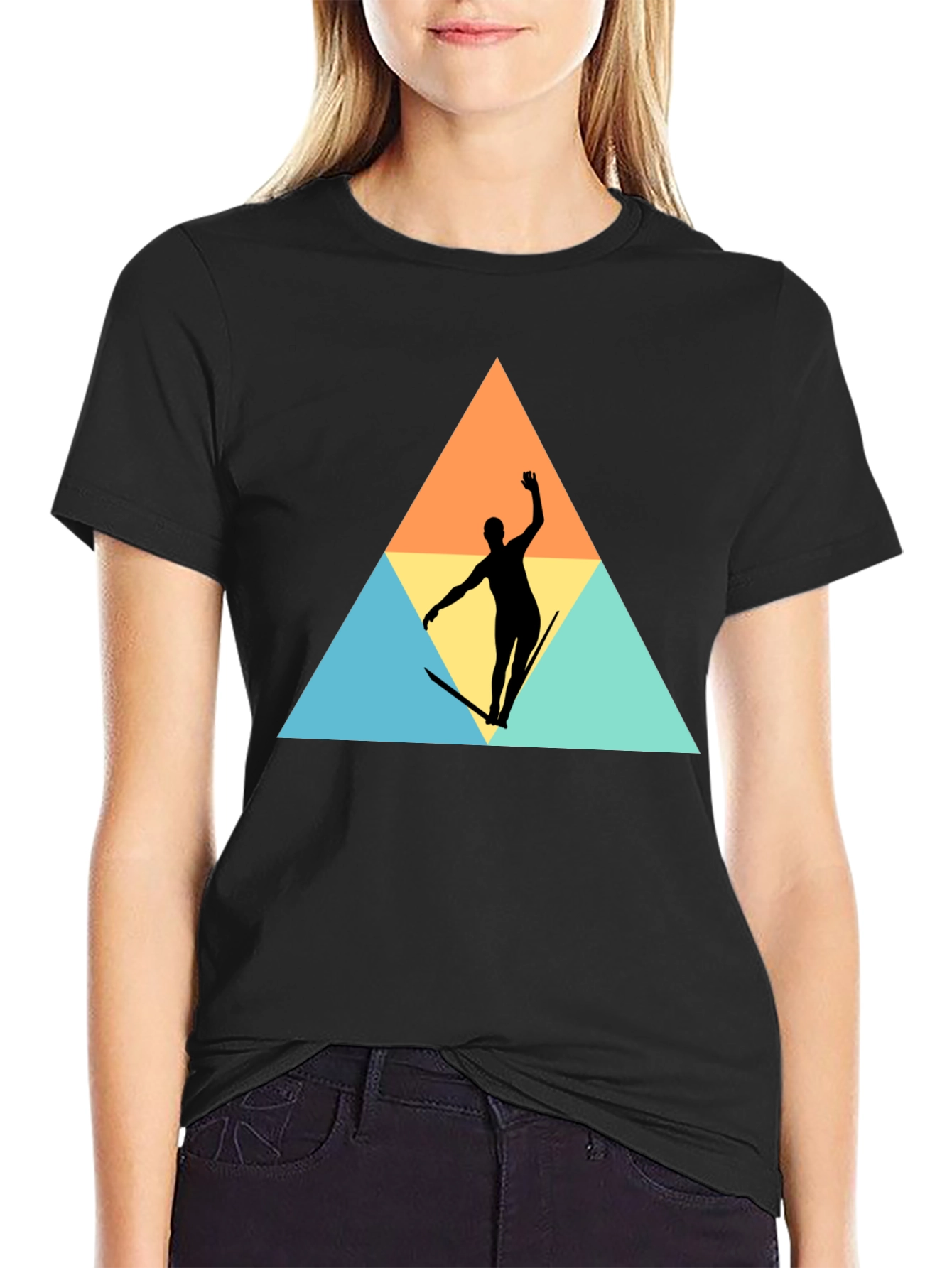 Retro Surfer Silhouette Graphic Tee - Black