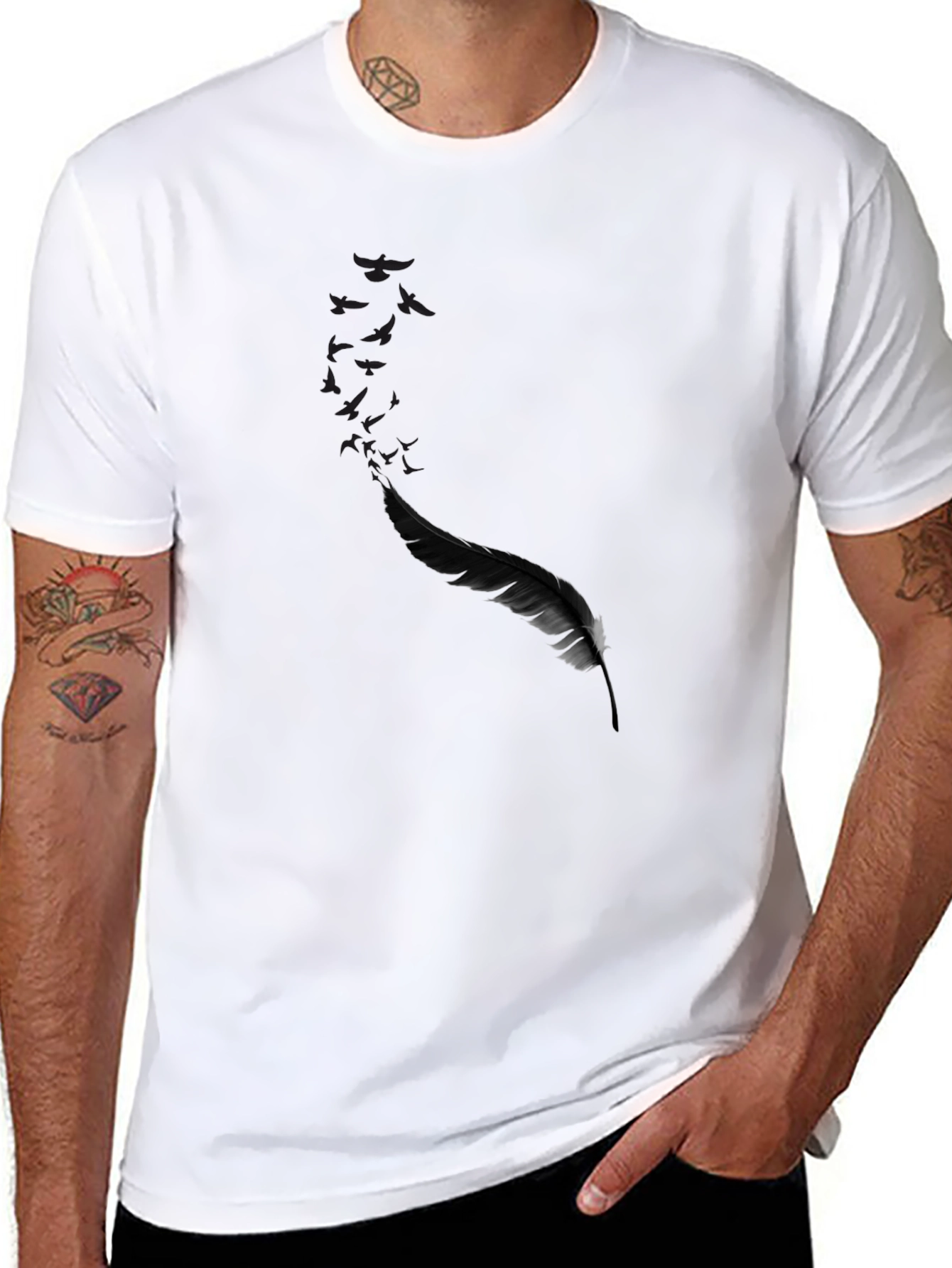 Black Feather Graphic Print Tee