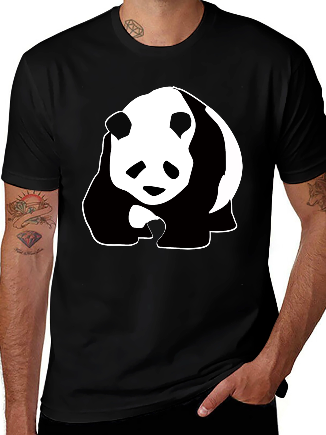 Panda Graphic Tee - Black Cotton T-Shirt