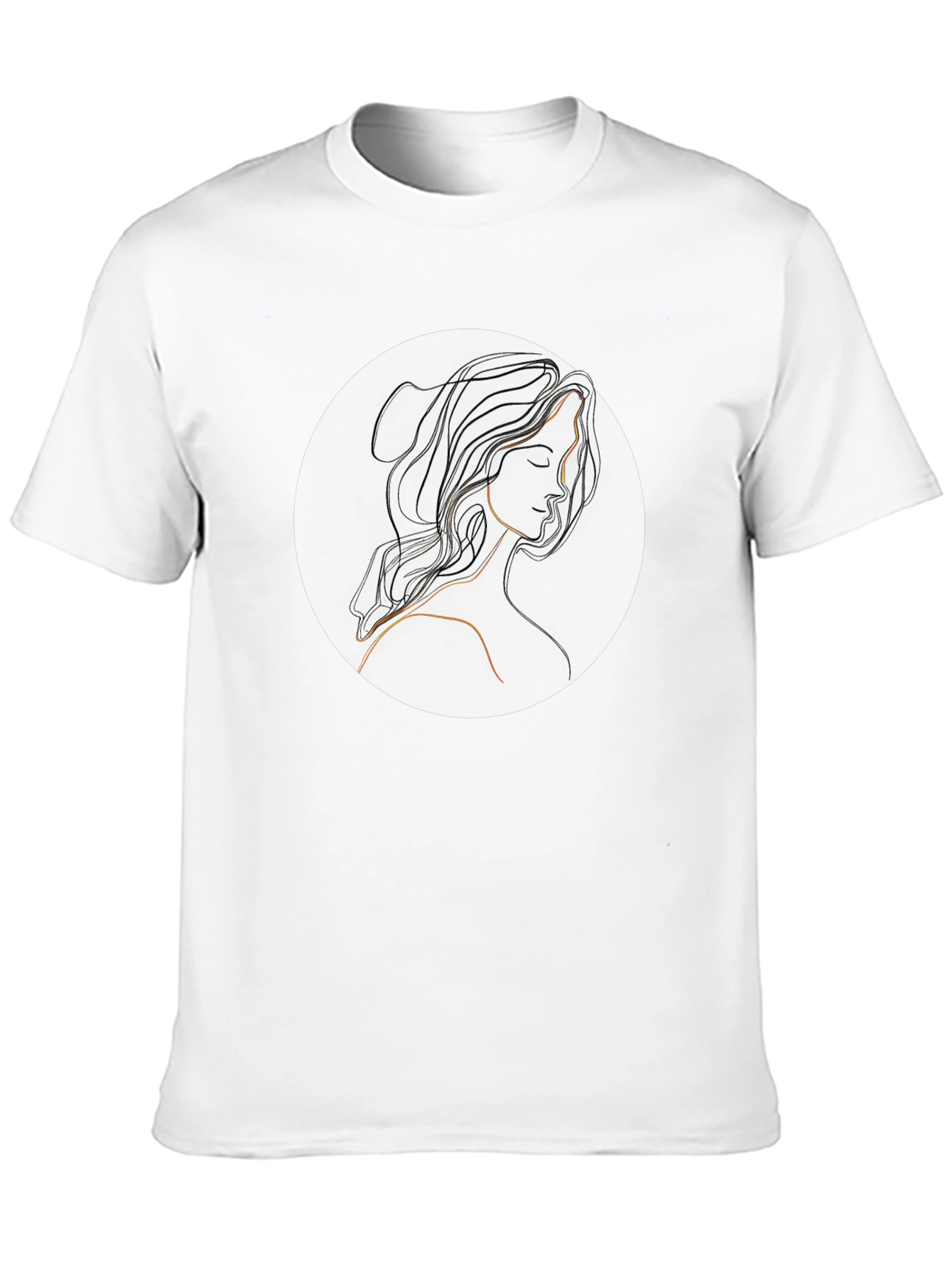 Elegant Line Art Woman Black T-Shirt