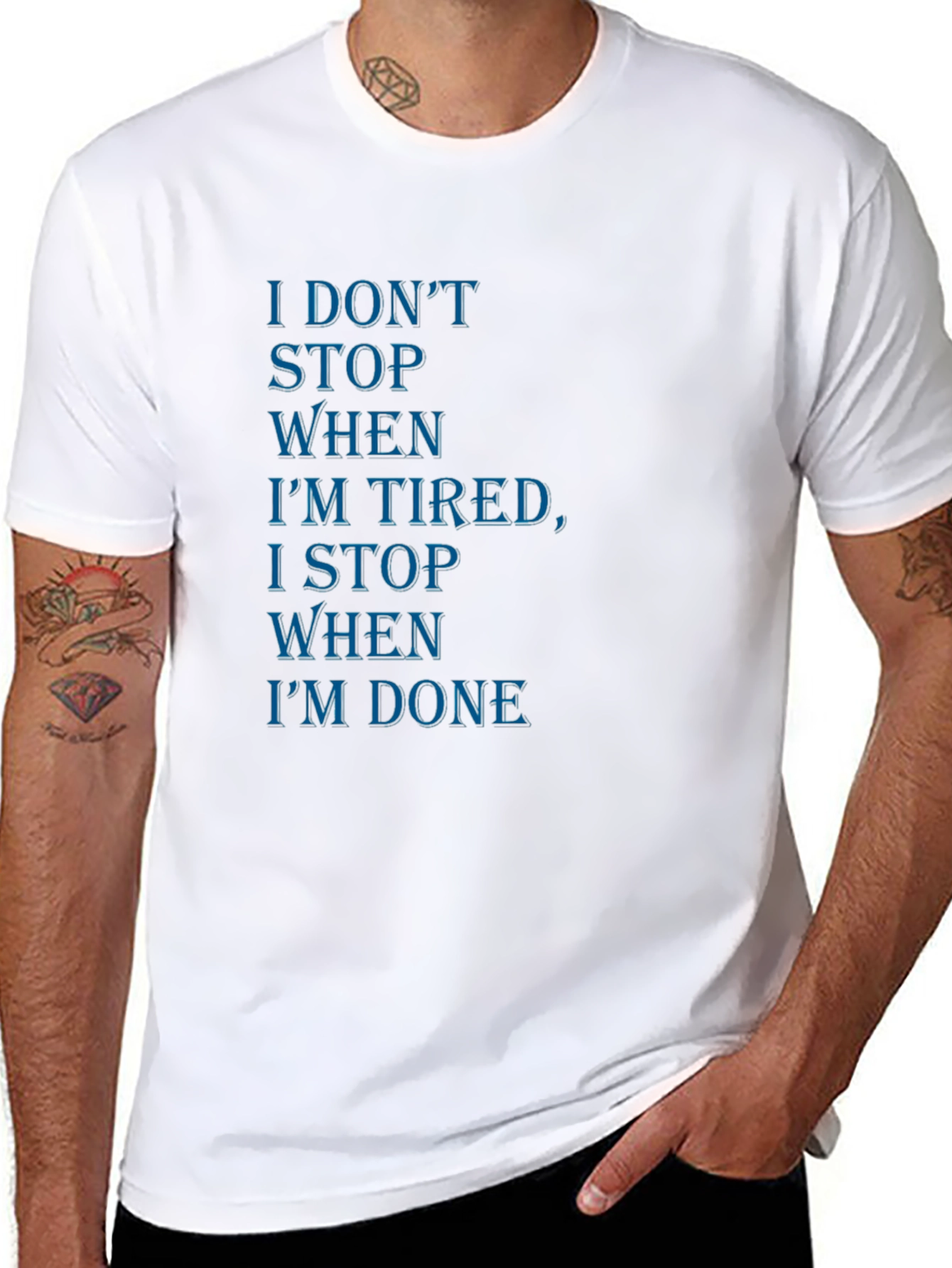 Motivational Black T-Shirt: I Dont Stop When Im Tired