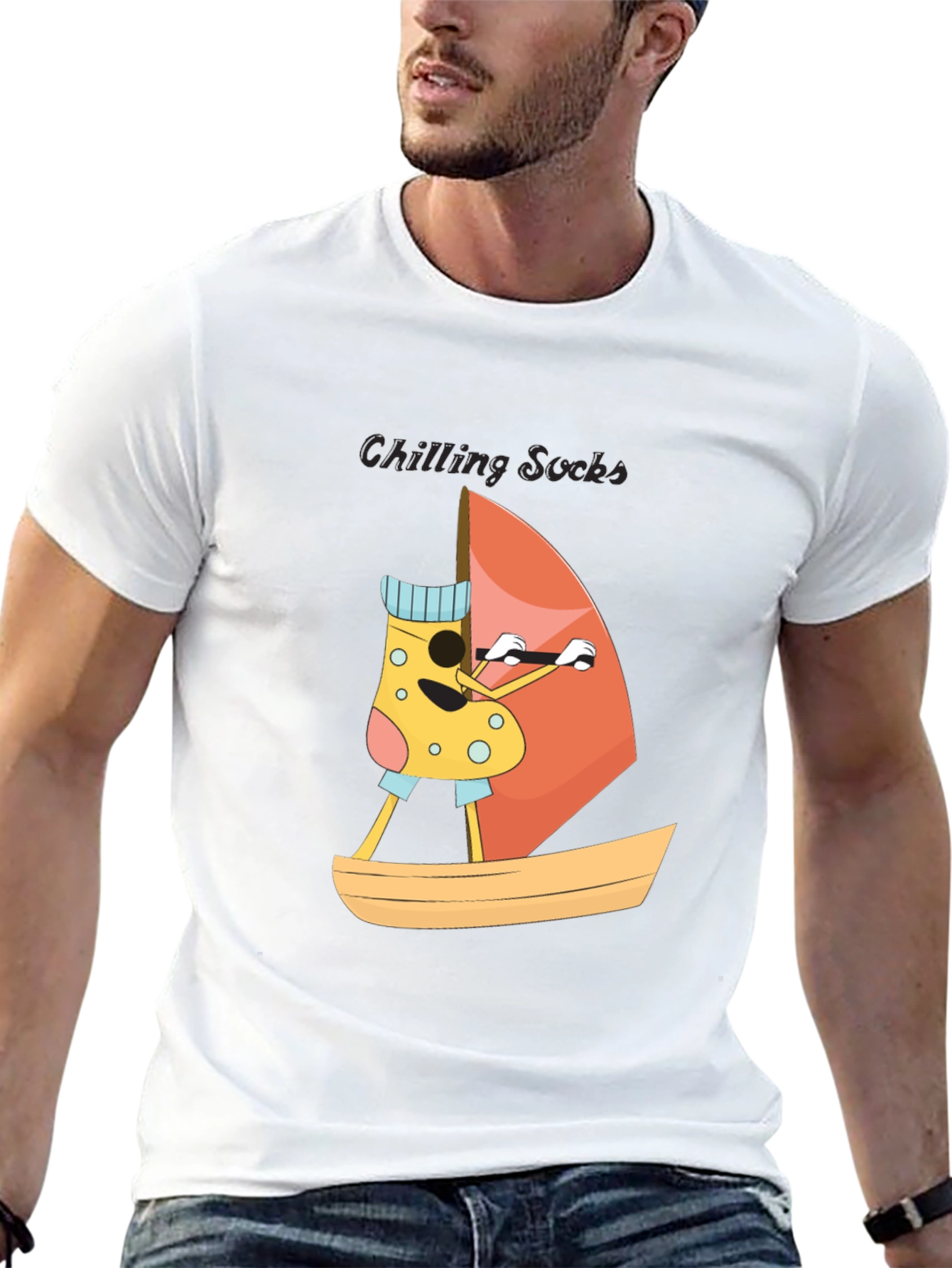 Chilling Socks Black T-Shirt