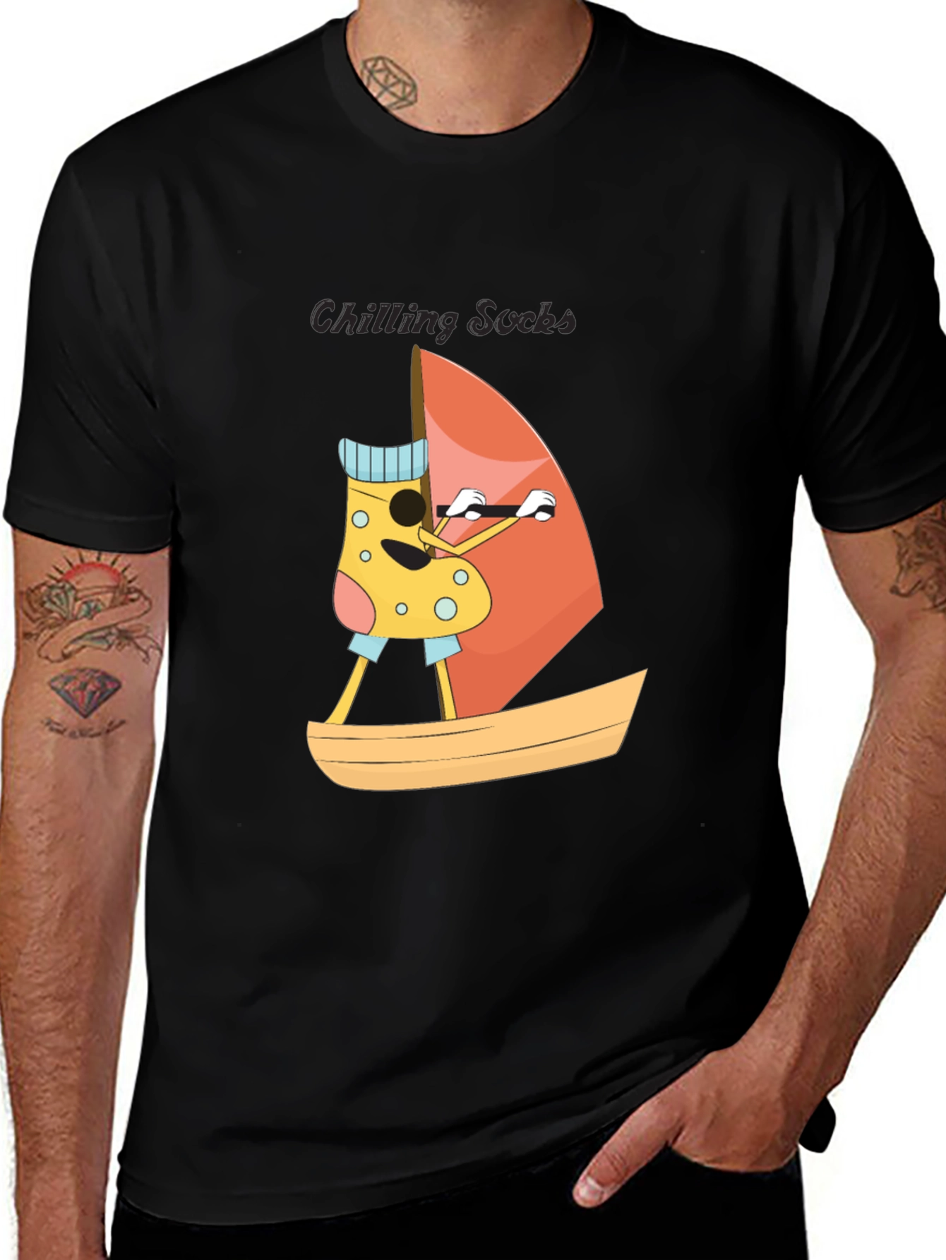 Chilling Socks Black T-Shirt