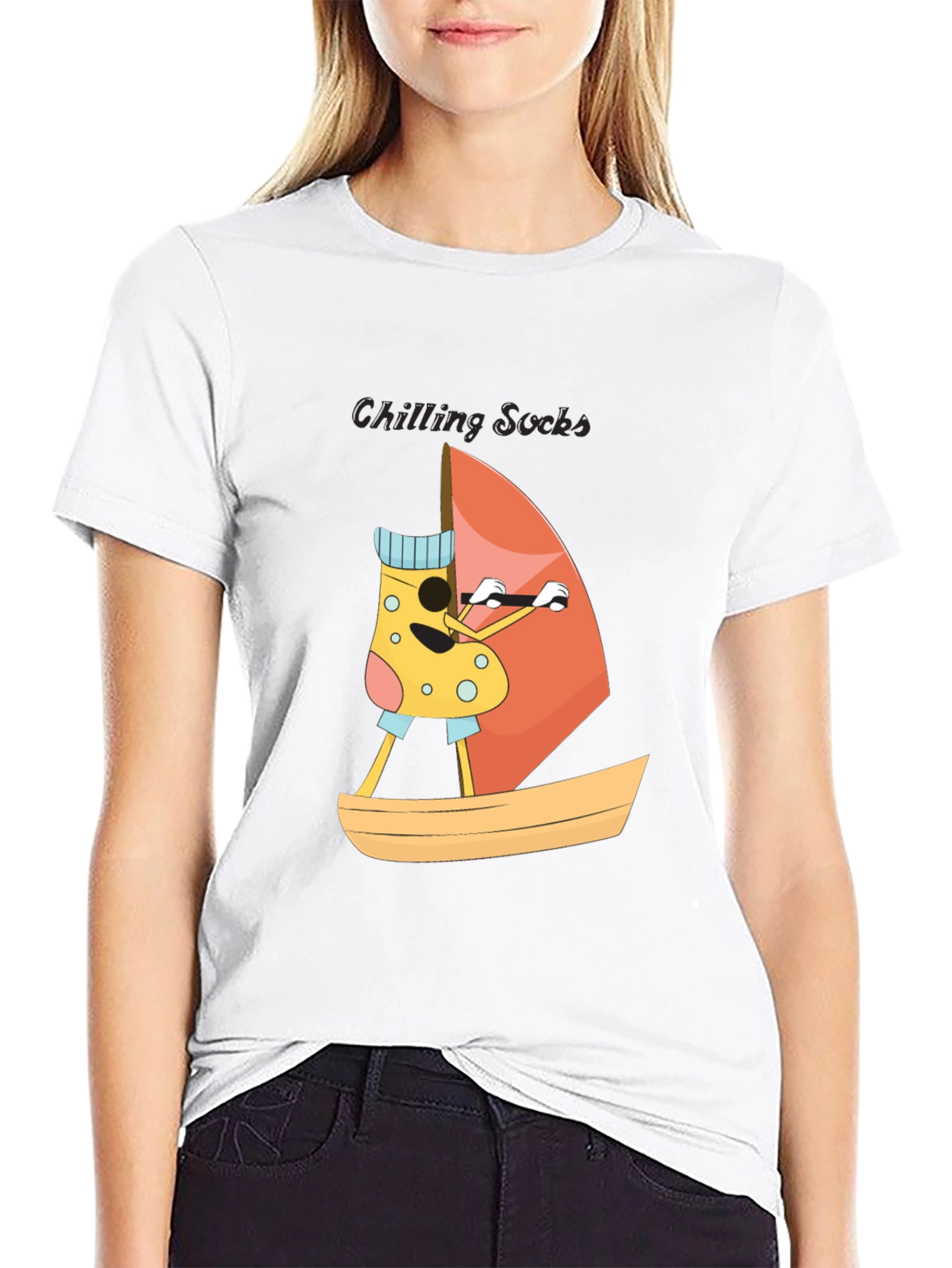 Chilling Socks Black T-Shirt