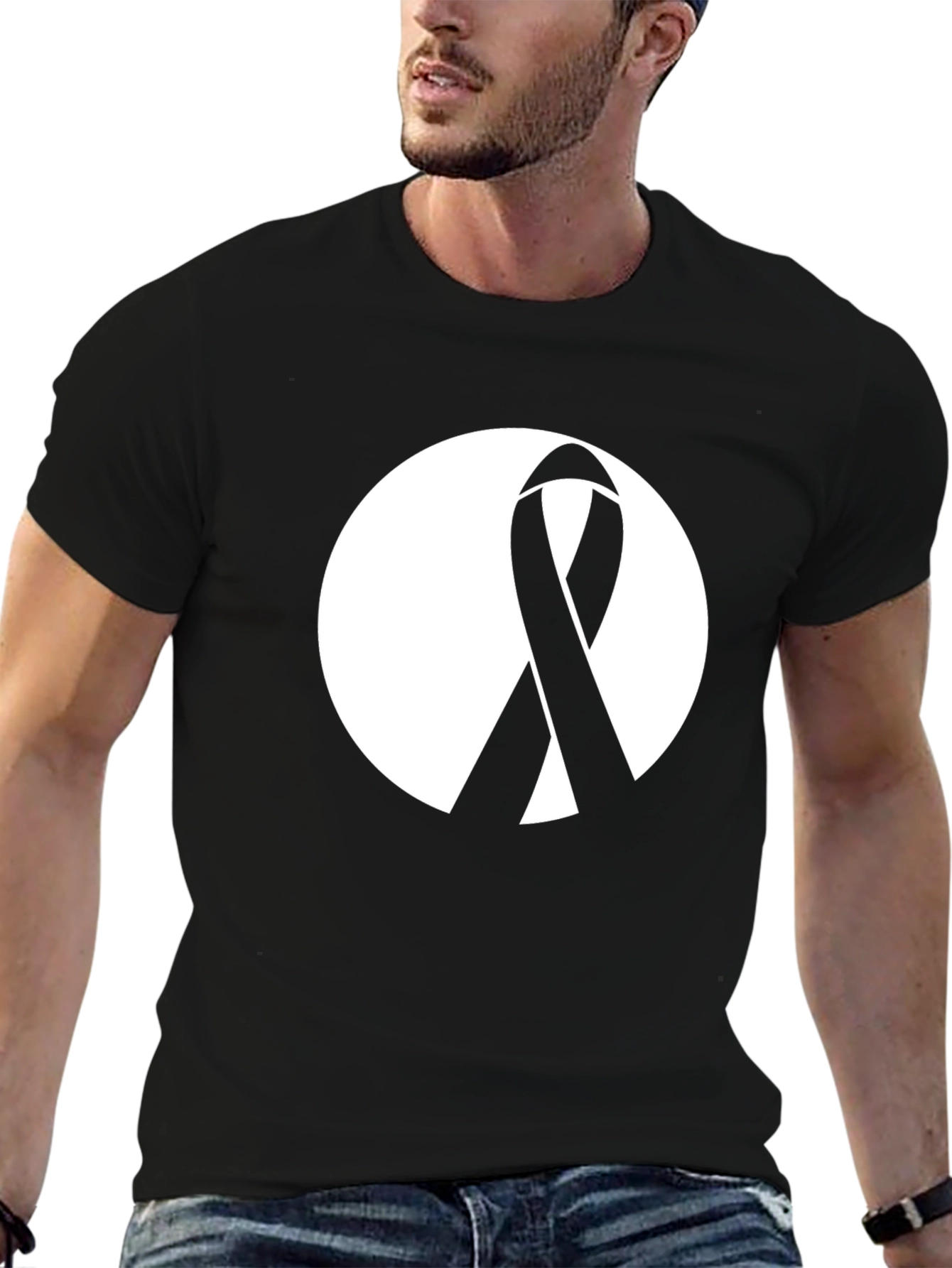 Black Ribbon Awareness Graphic T-Shirt
