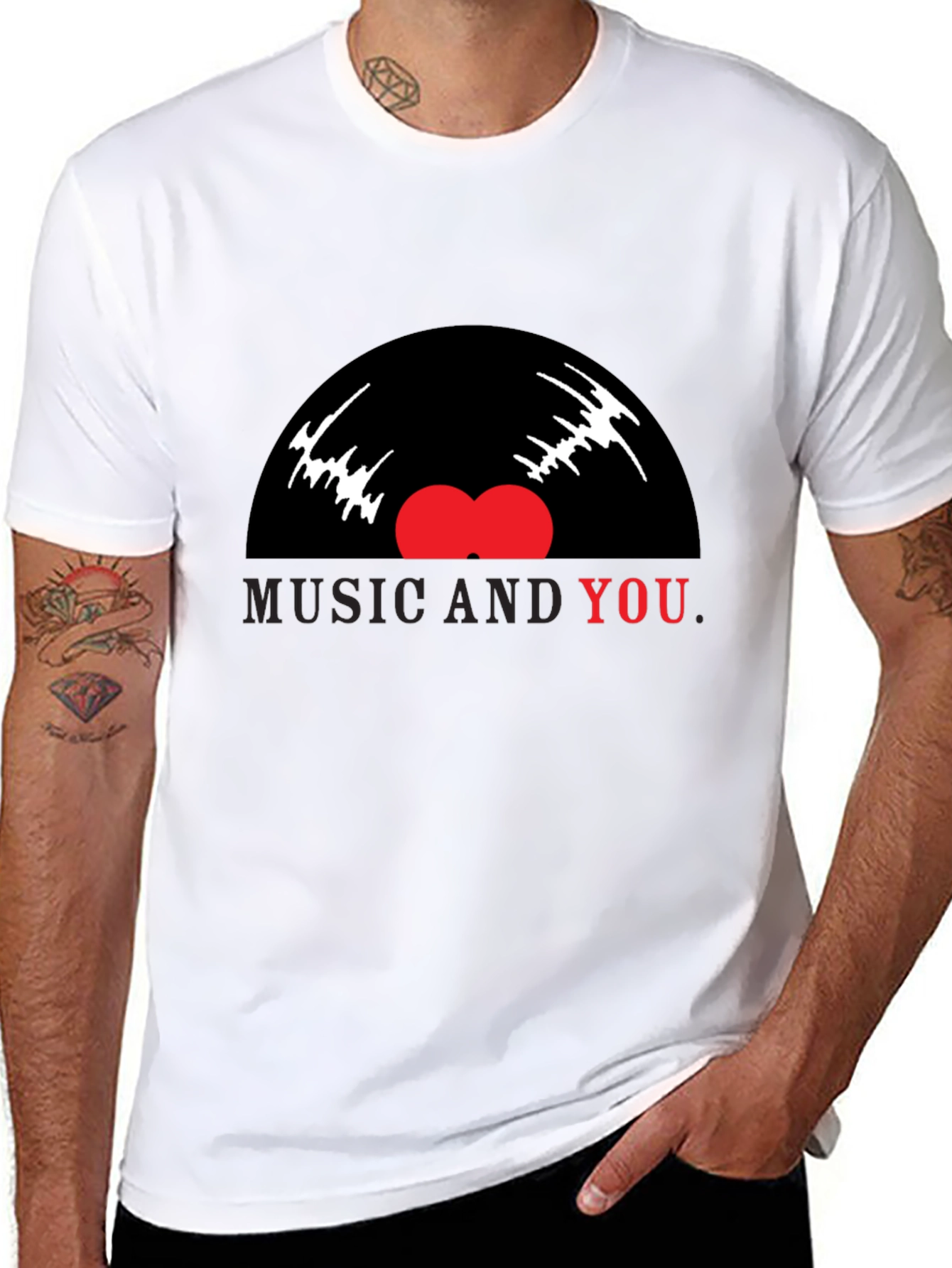 Music and You Graphic Tee - Black Cotton Blend