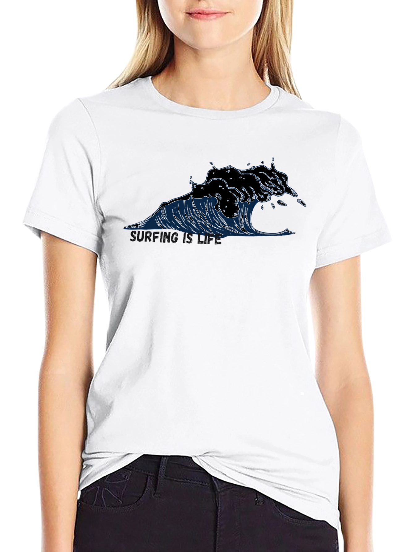 Wave Graphic Black T-Shirt