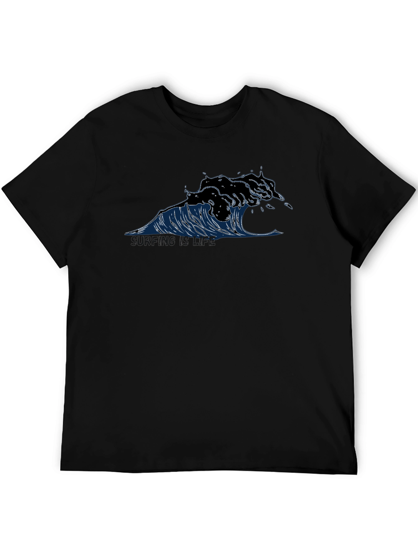 Wave Graphic Black T-Shirt