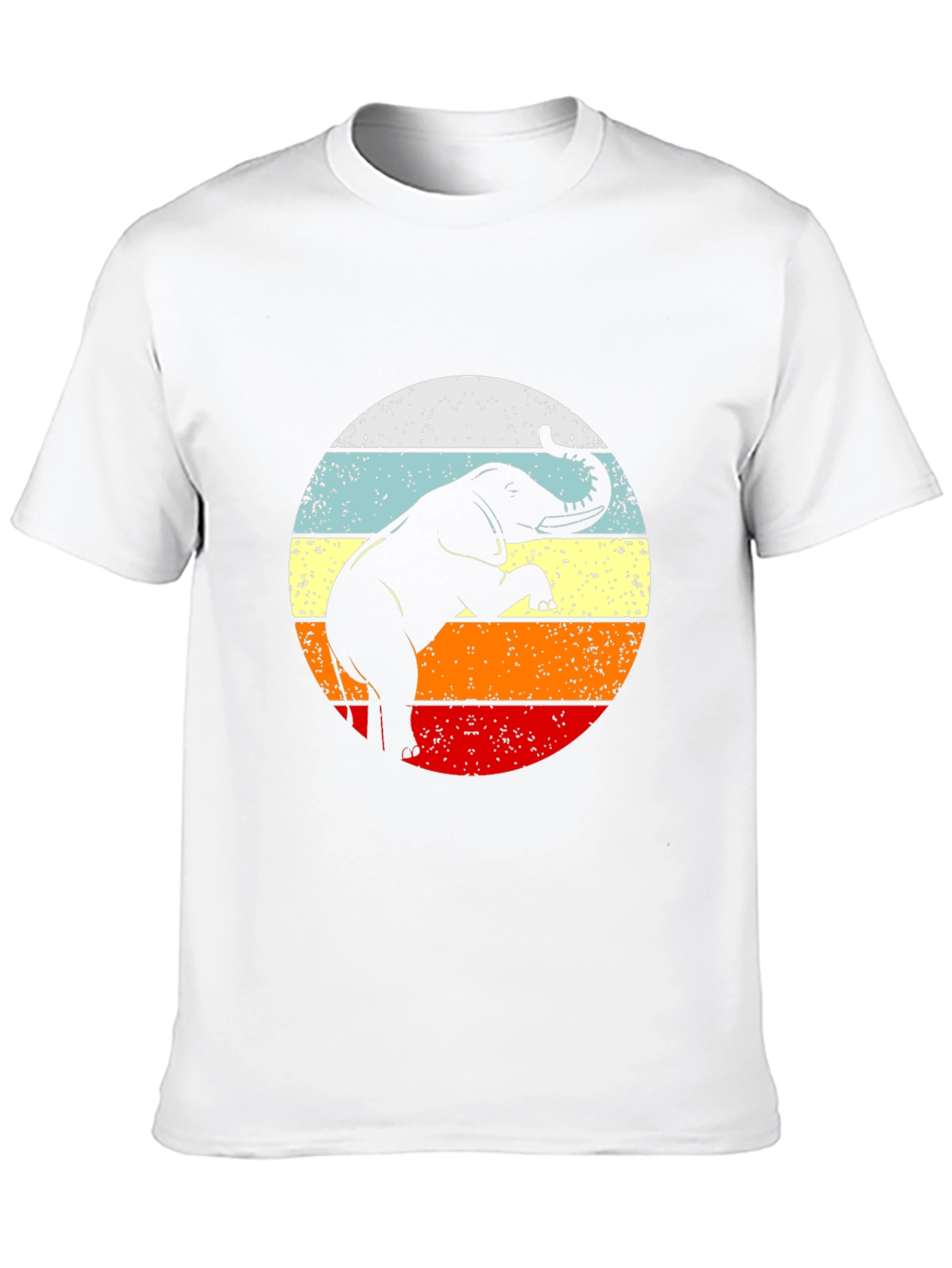 Retro Elephant Sunset Graphic Tee - Black