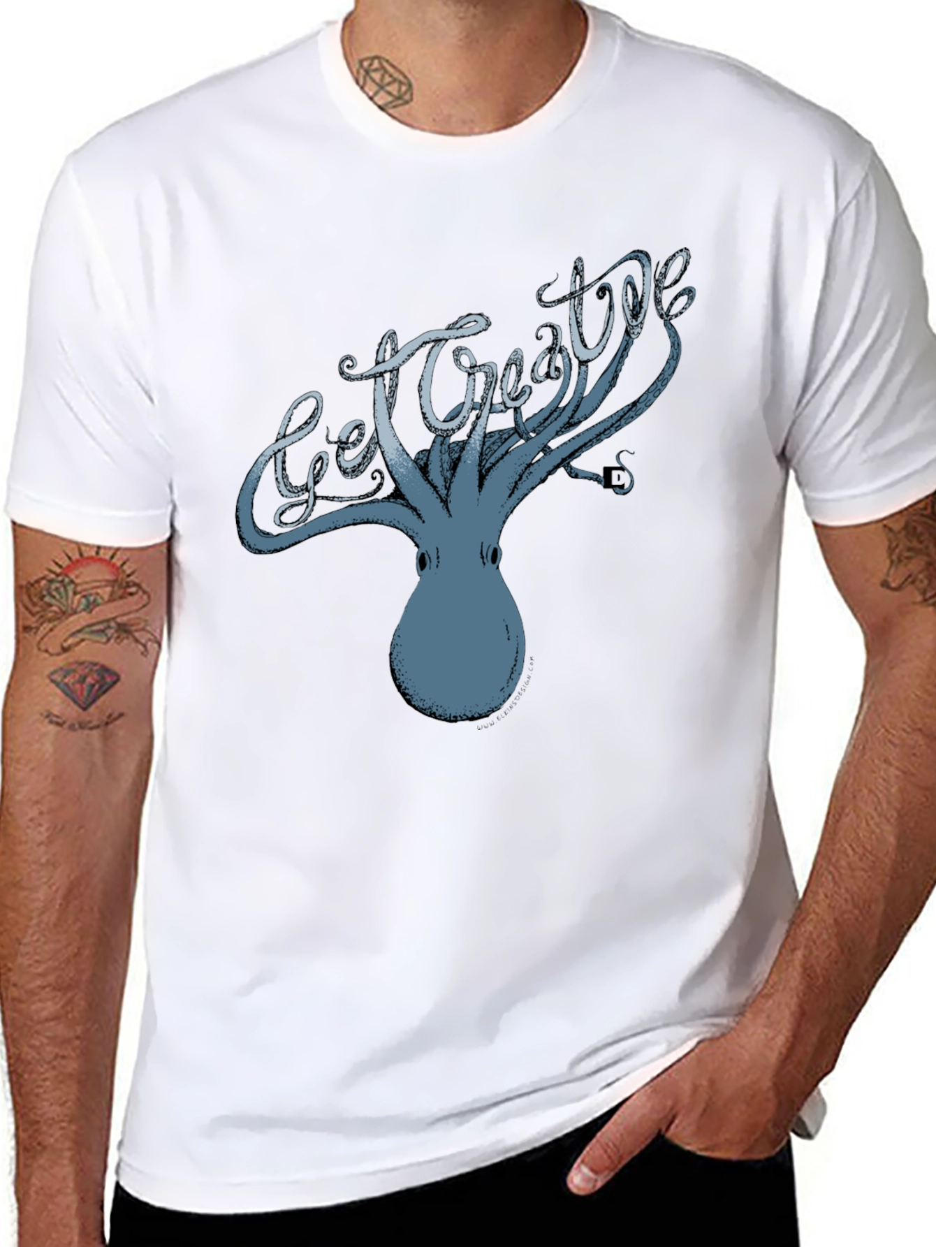 Get Creative Octopus Graphic Tee - Black